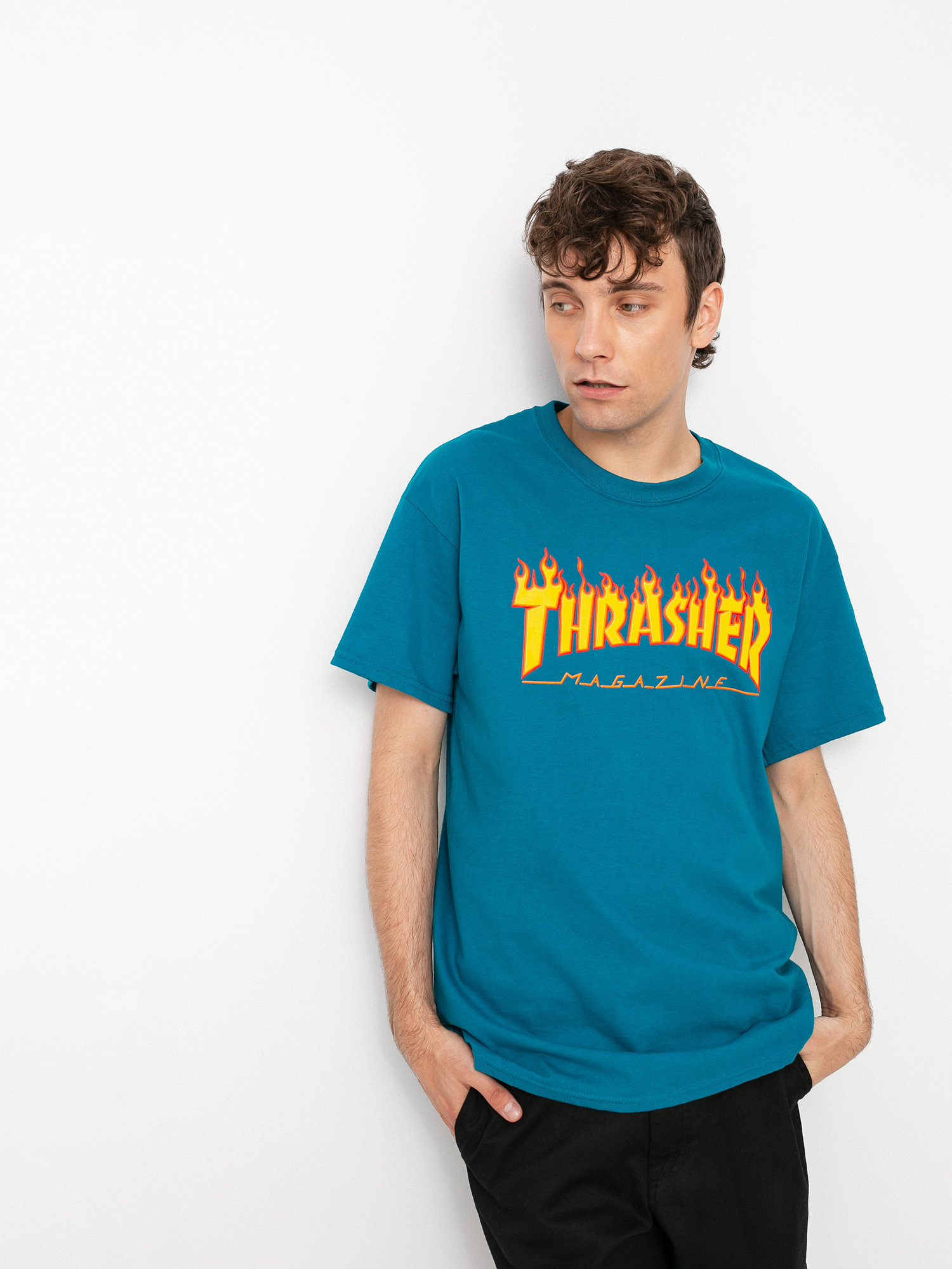 Thrasher Flame Logo T-shirt - blue (galapagos)