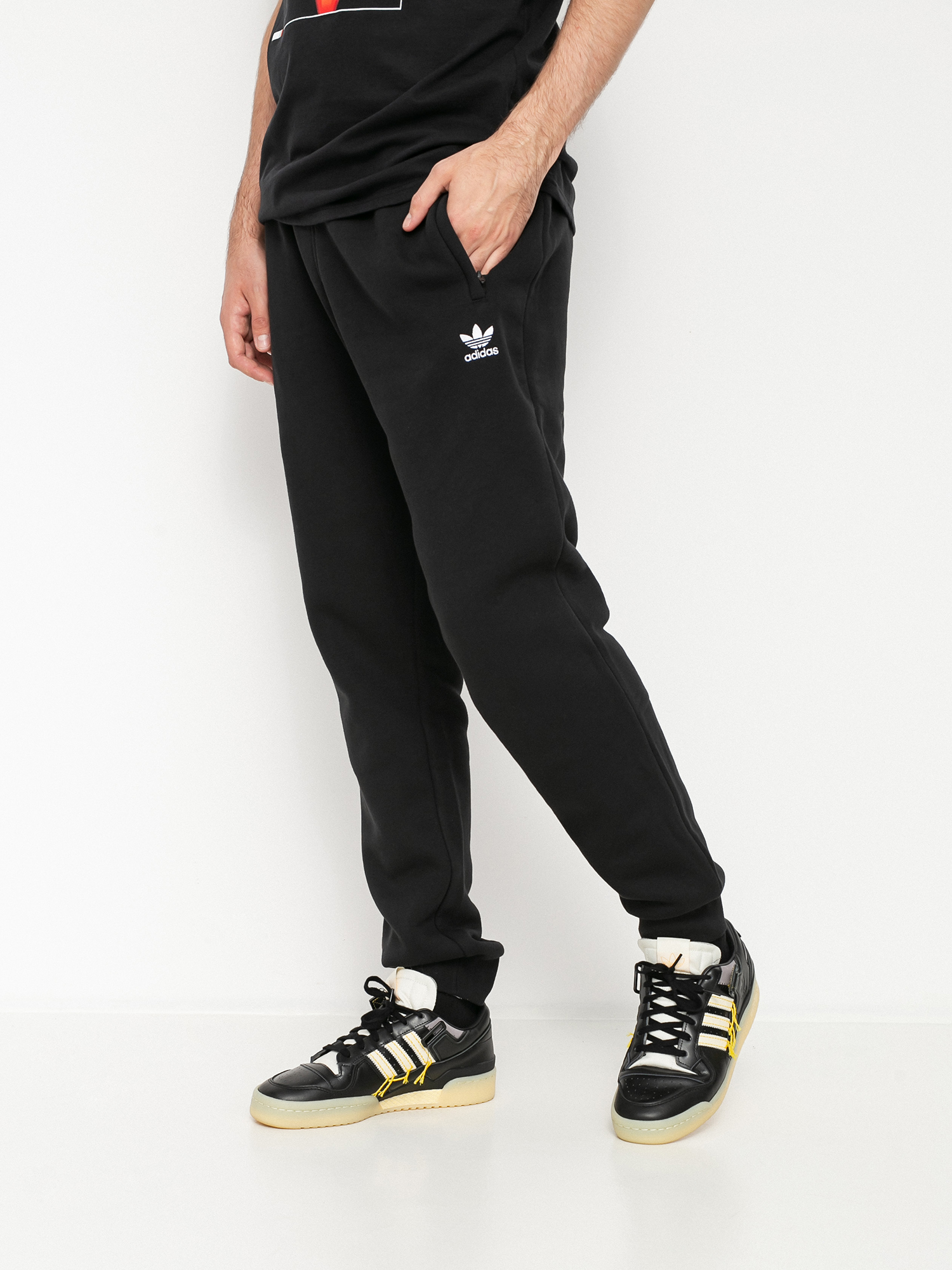 adidas originals essential trefoil cuffed fleece pants