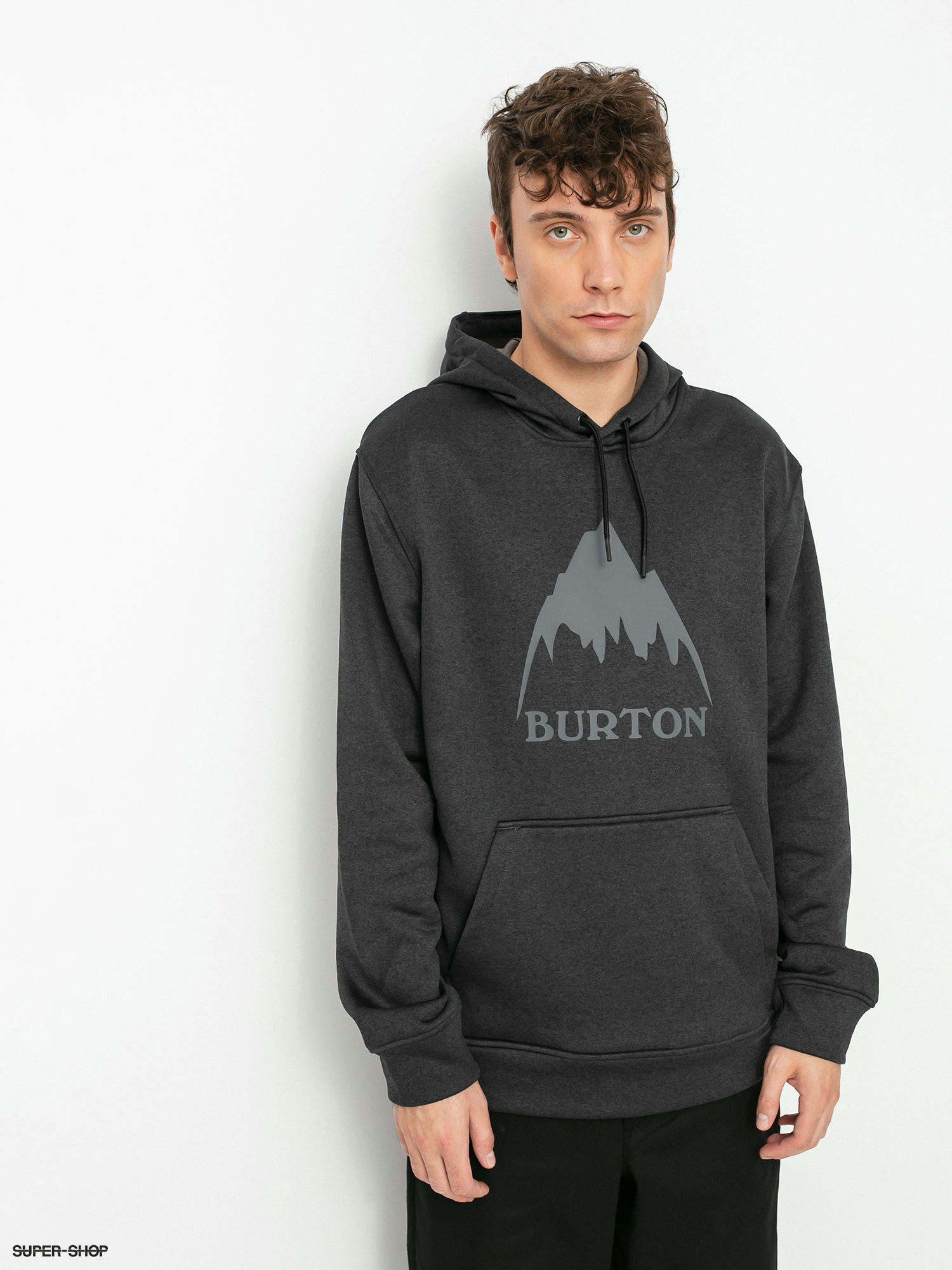 Mens Burton Oak HD Active sweatshirt true black heather