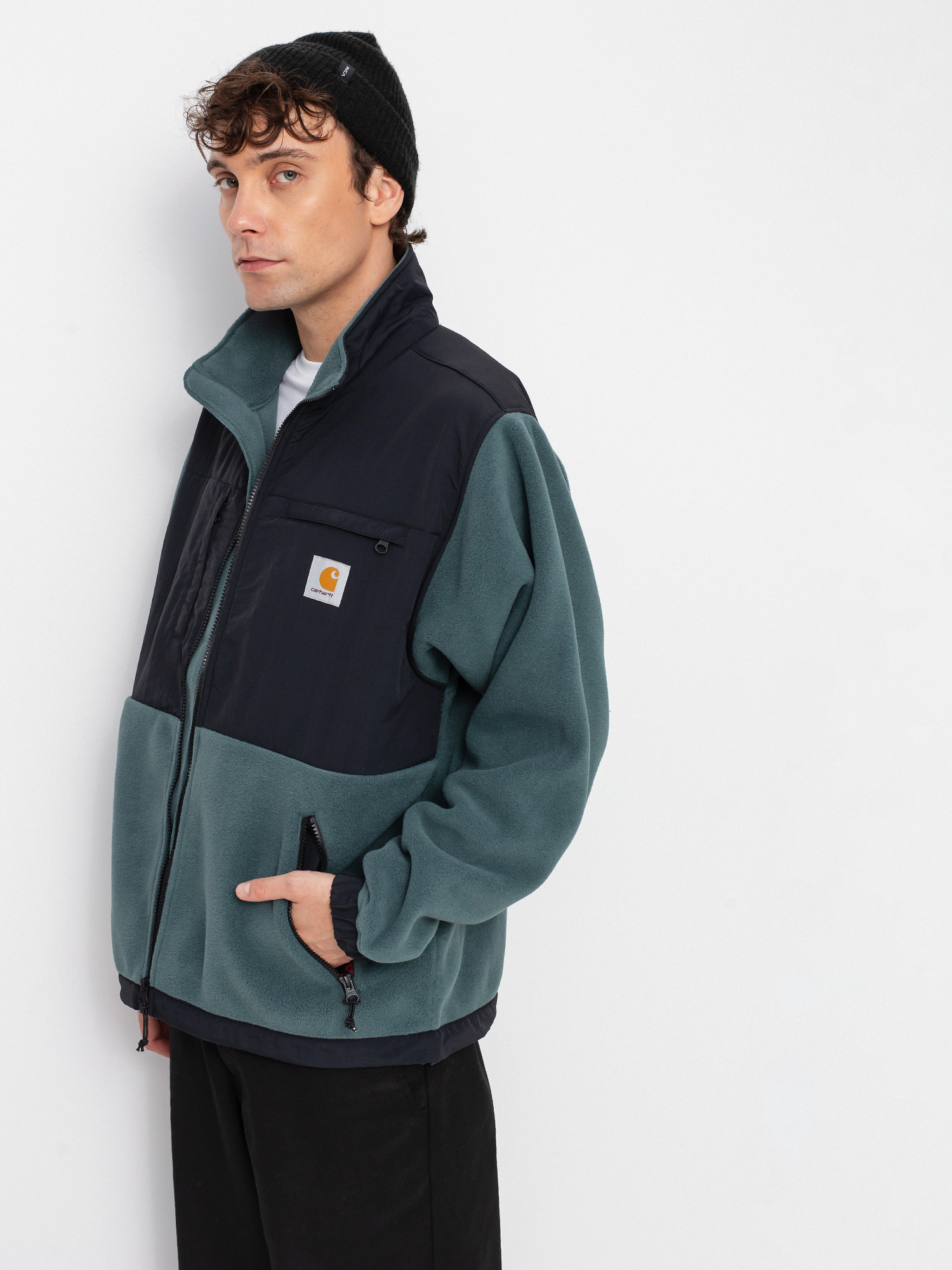 Herren Carhartt WIP Nord Fleecejacke (eucalyptus/black)