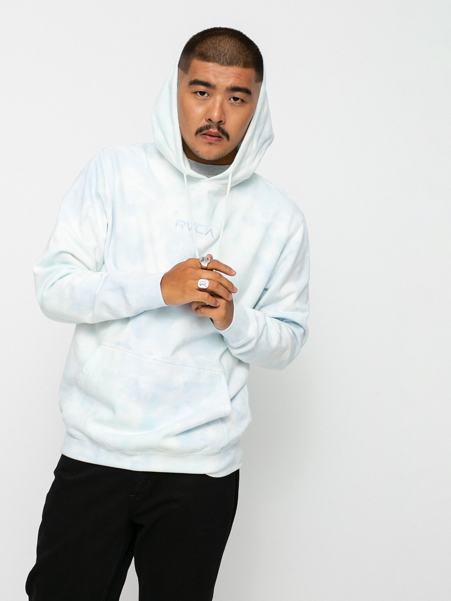 RVCA Tonally Tie Dye HD Hoodie blue blu mble tie de