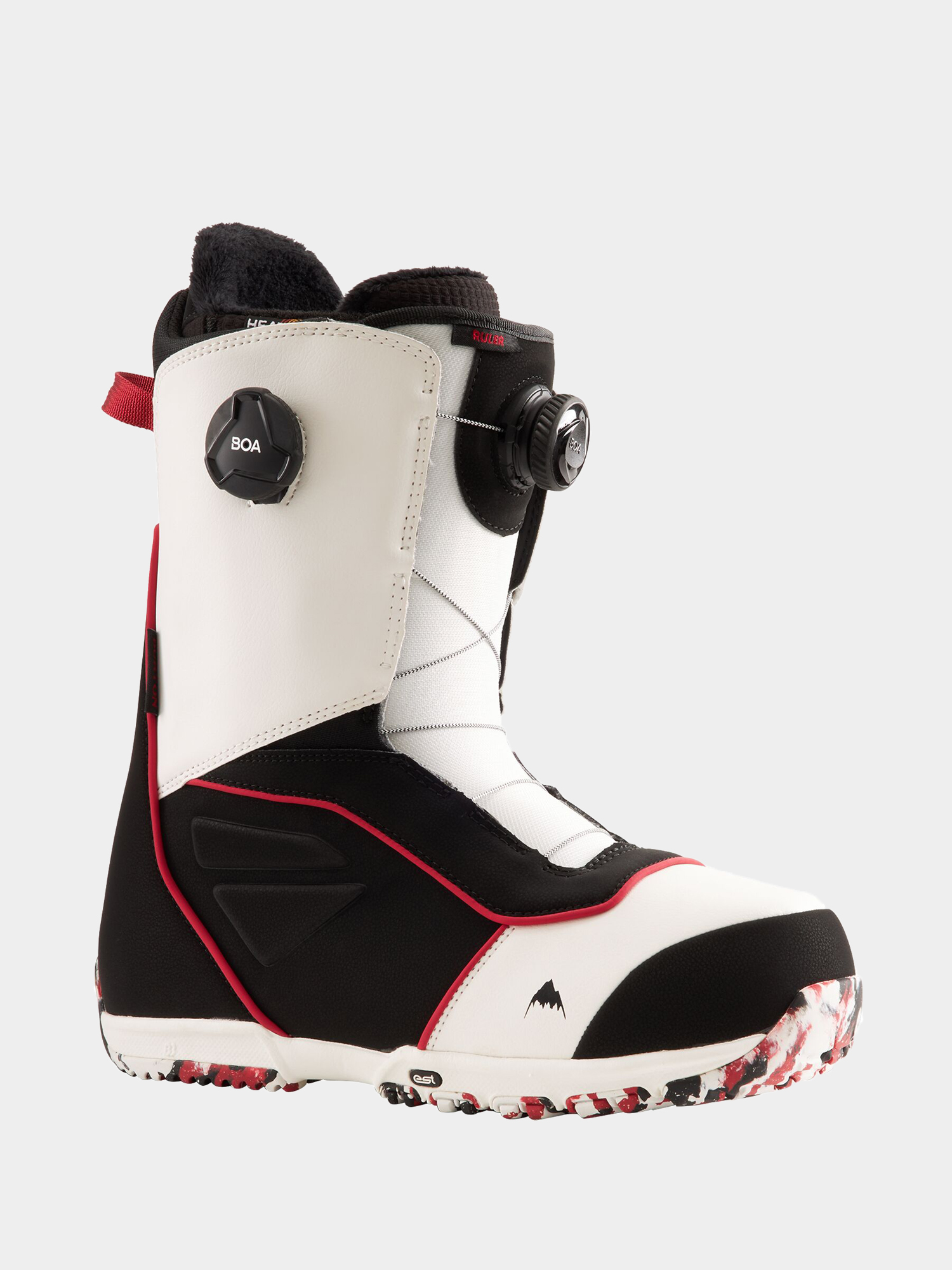Mens Burton Ruler Boa Snowboard boots (white/black/red)