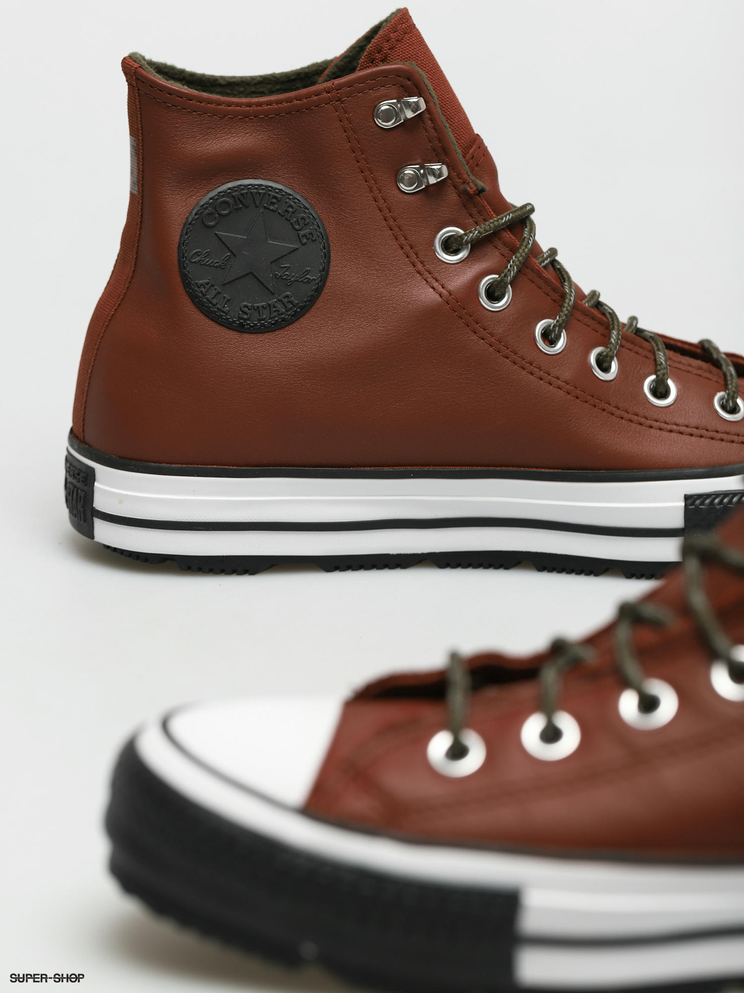 brown and red converse