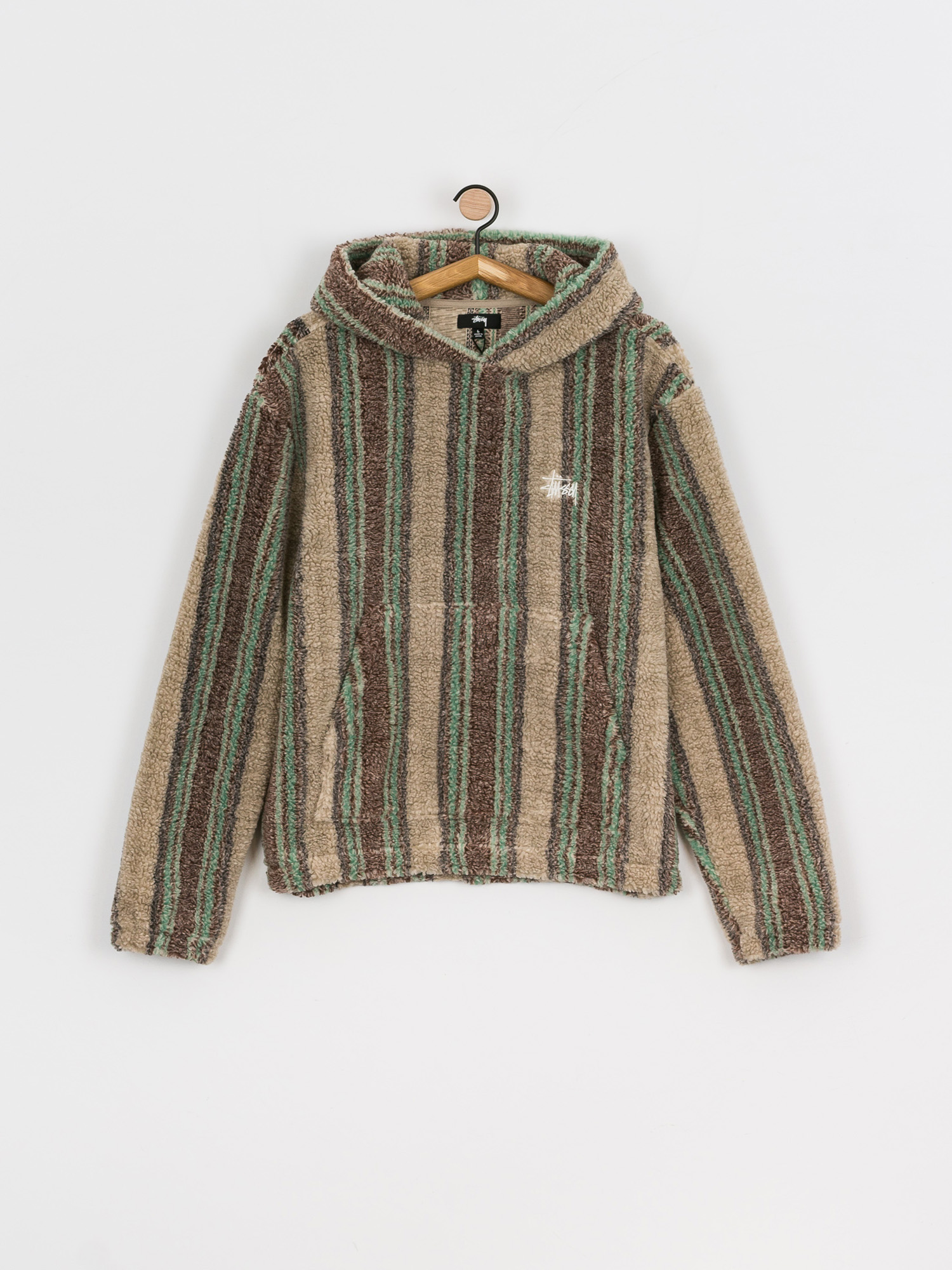 Stussy Stripe Sherpa HD Hoodie (tan)