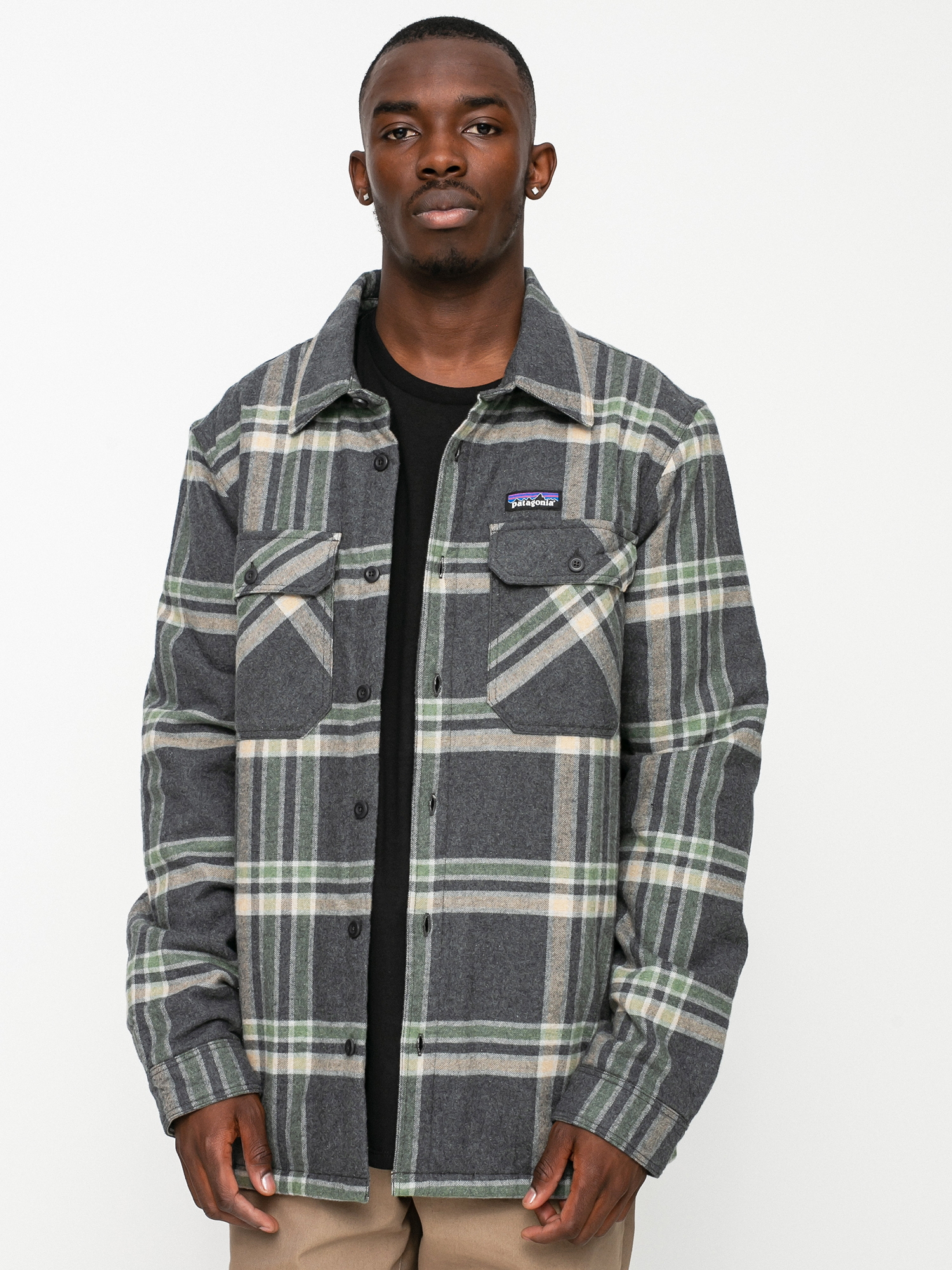 Patagonia Insulated Organic Cotton Fjord Flannel Jacket grey