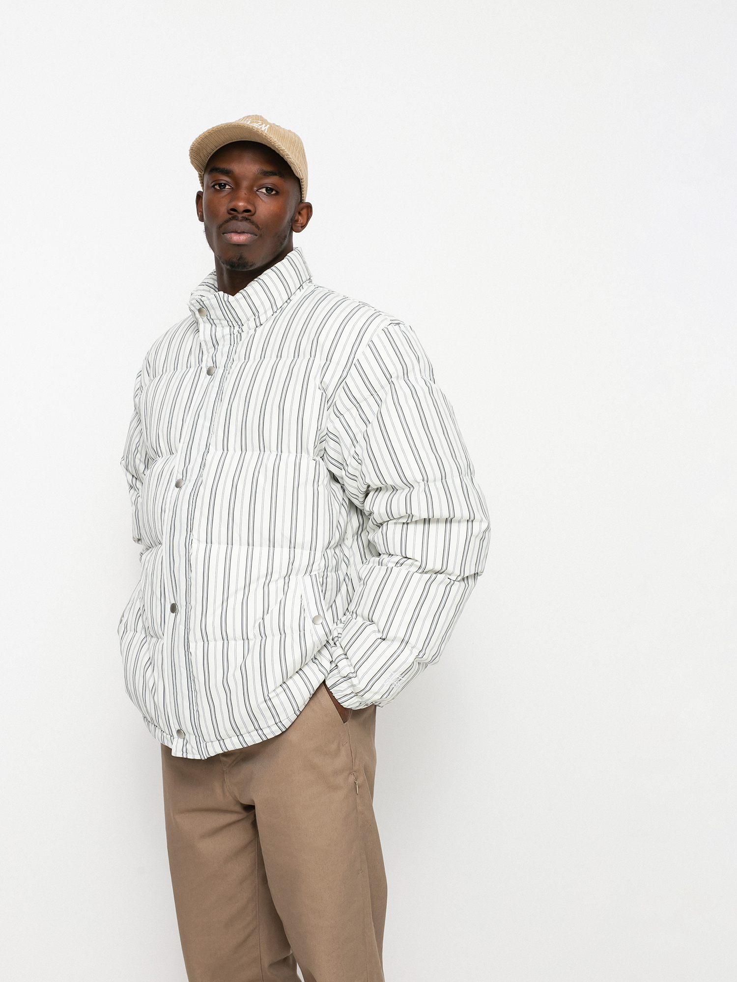 Stussy Stripe Down Puffer Jacke (bone)