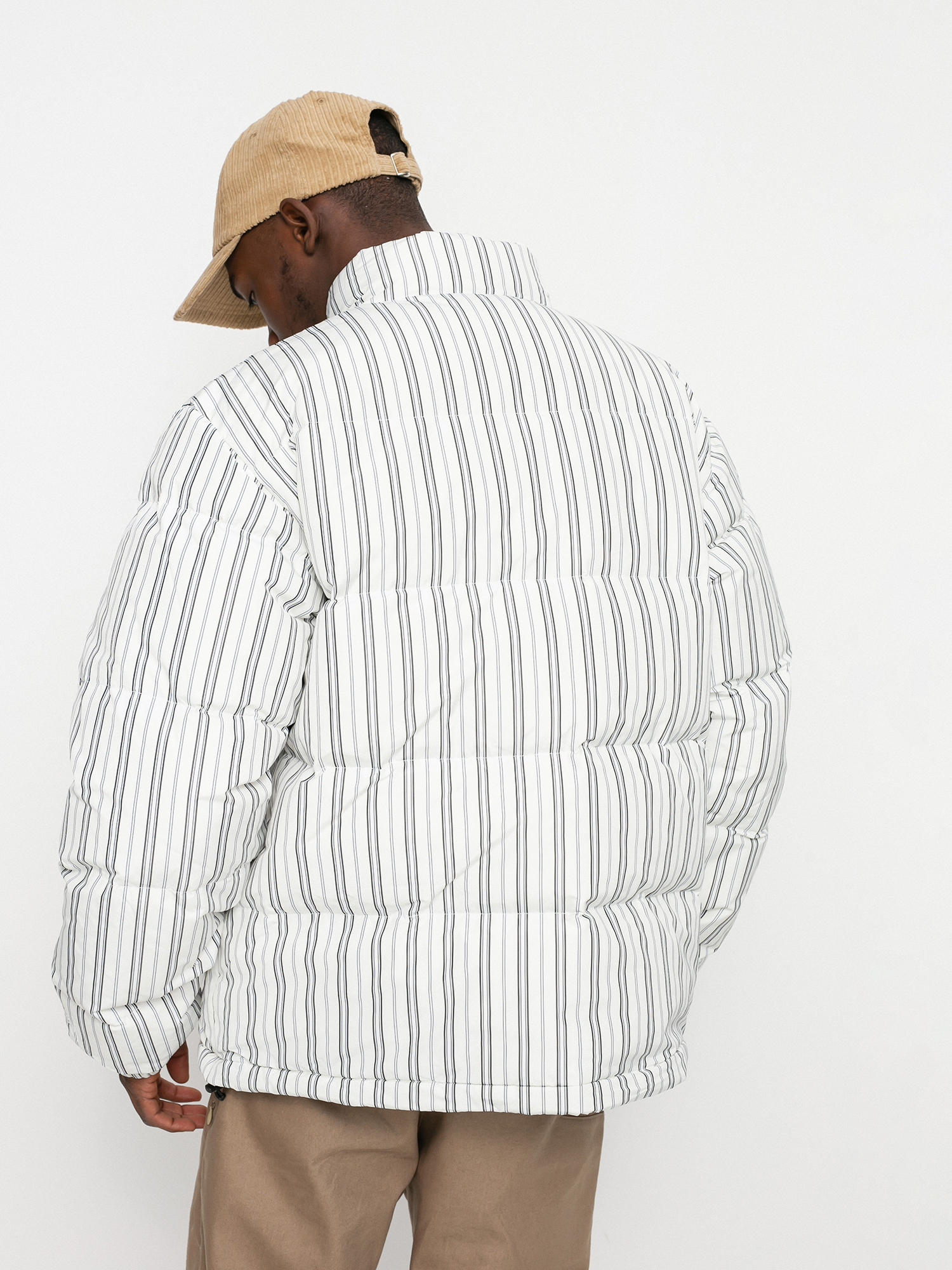 Stussy Stripe Down Puffer Jacke (bone)