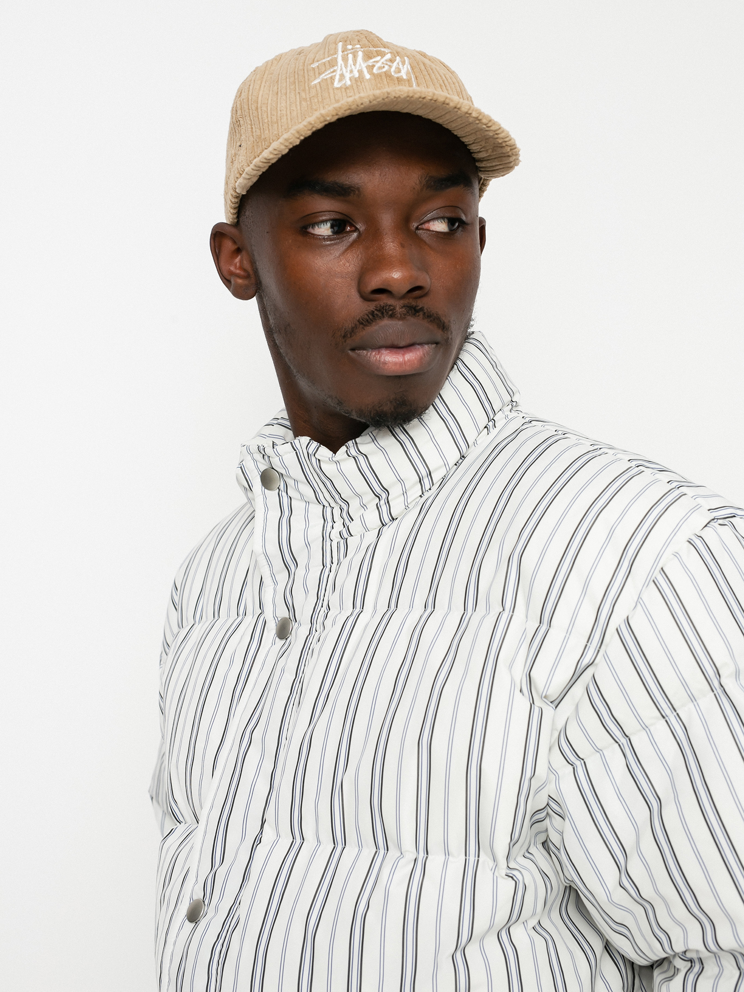 Stussy Stripe Down Puffer Jacke (bone)