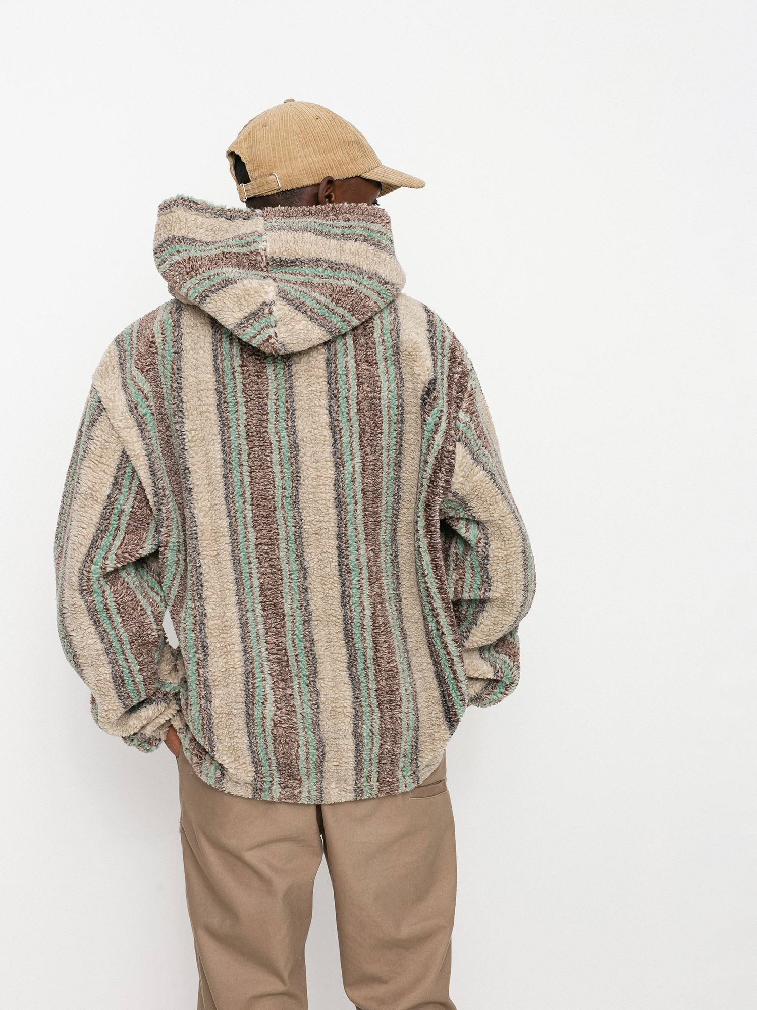 Stussy Stripe Sherpa HD Hoody (tan)