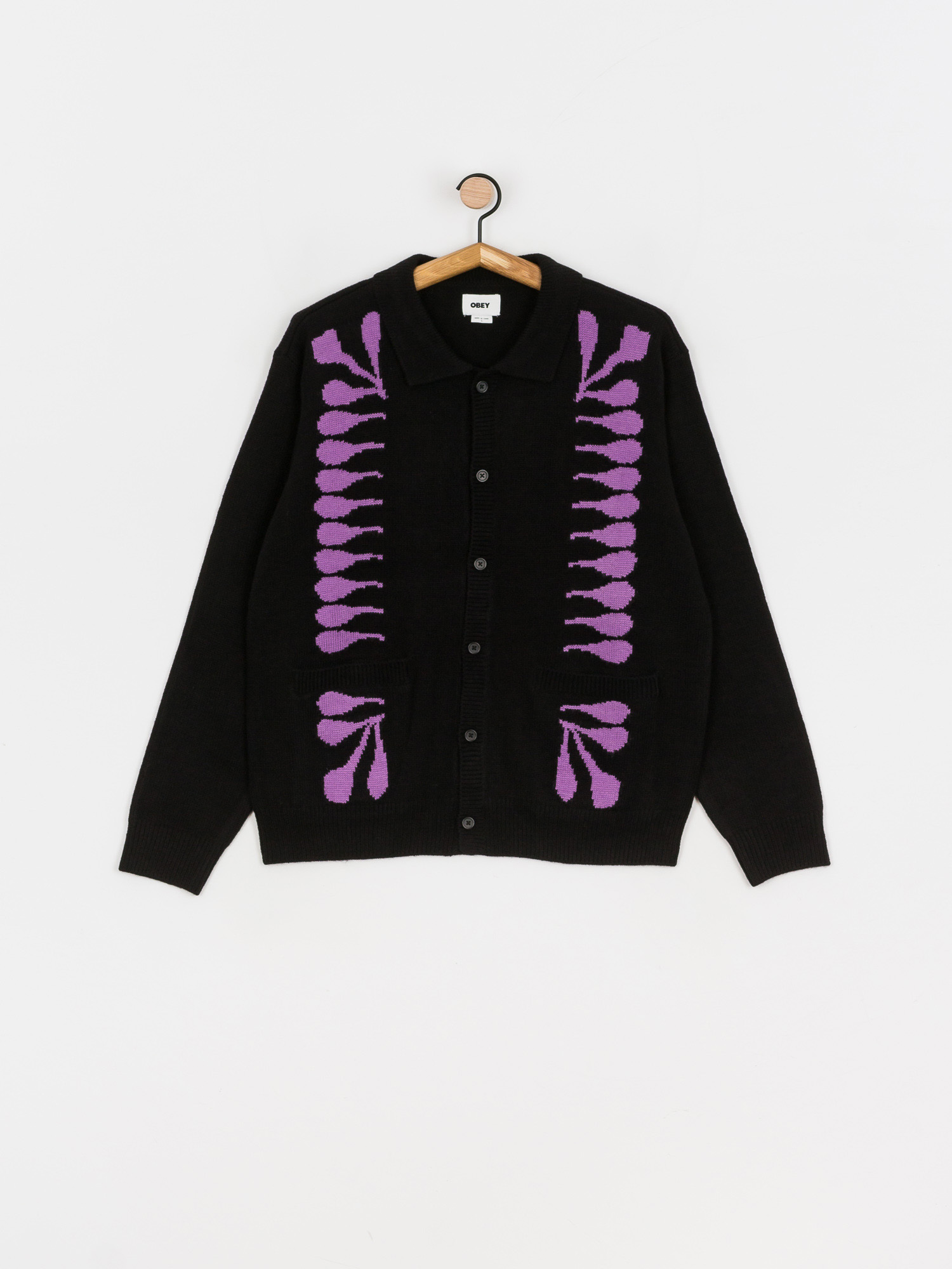 OBEY Souvenirs Cardigan Sweater (black multi)