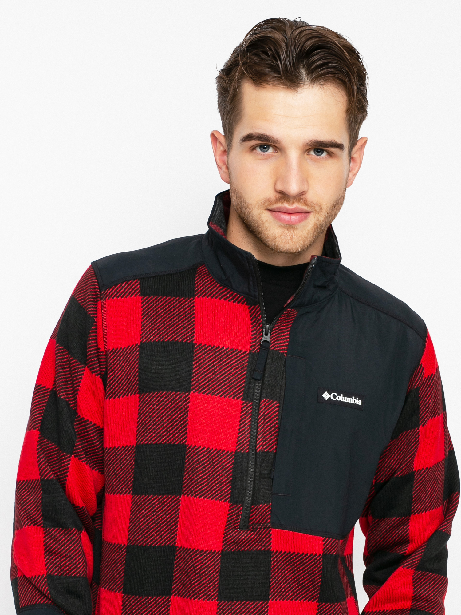 Mens Columbia Sweater Weather Fleece (mountain red buffalo)