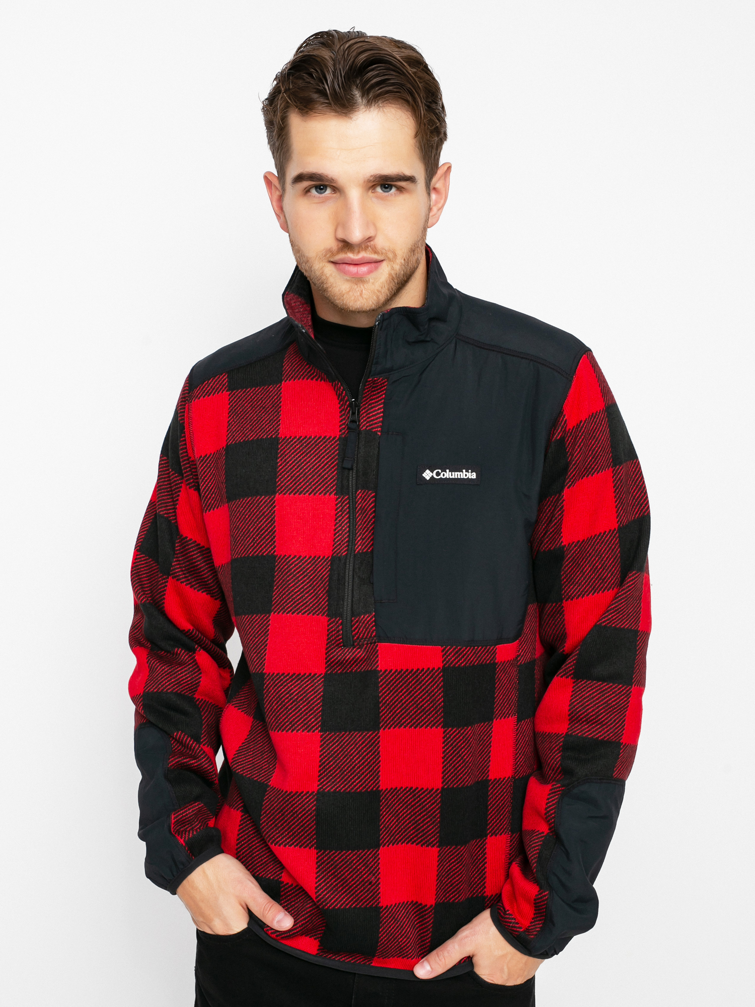 Mens Columbia Sweater Weather Fleece (mountain red buffalo)