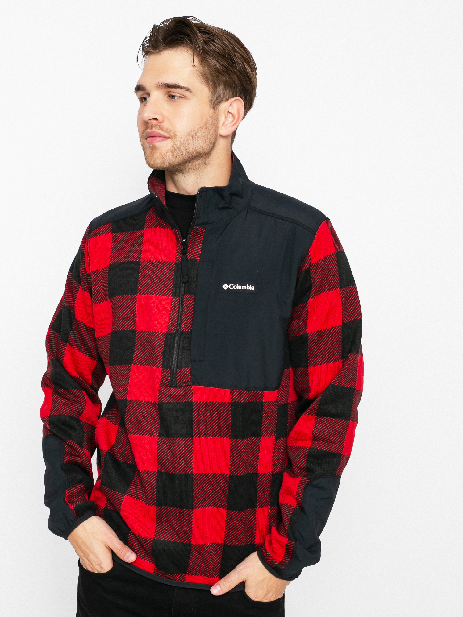 Mens Columbia Sweater Weather Fleece (mountain red buffalo)