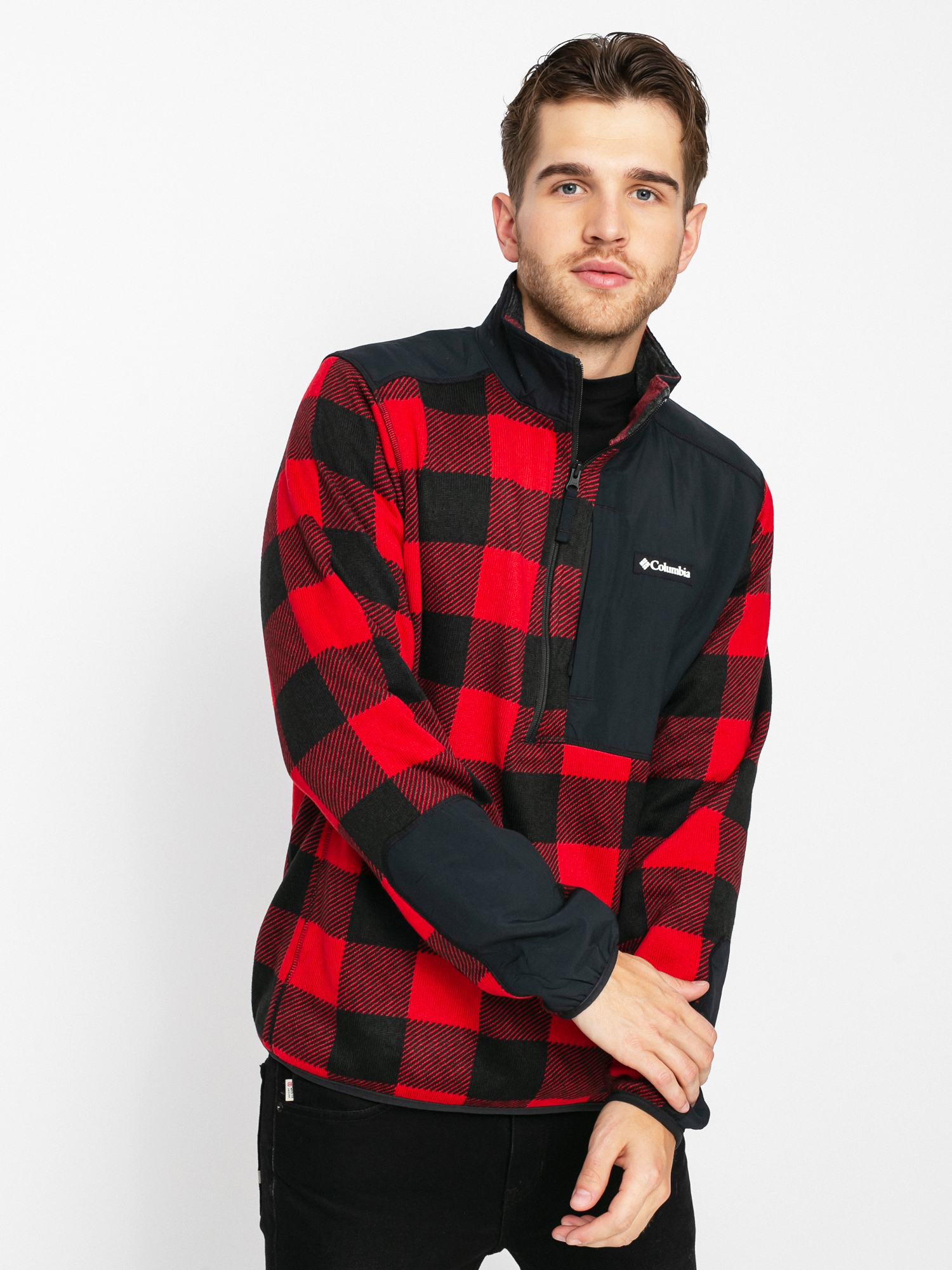 Mens Columbia Sweater Weather Fleece (mountain red buffalo)