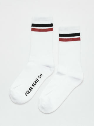 Polar Skate Stripe Socks (white/black/rust)
