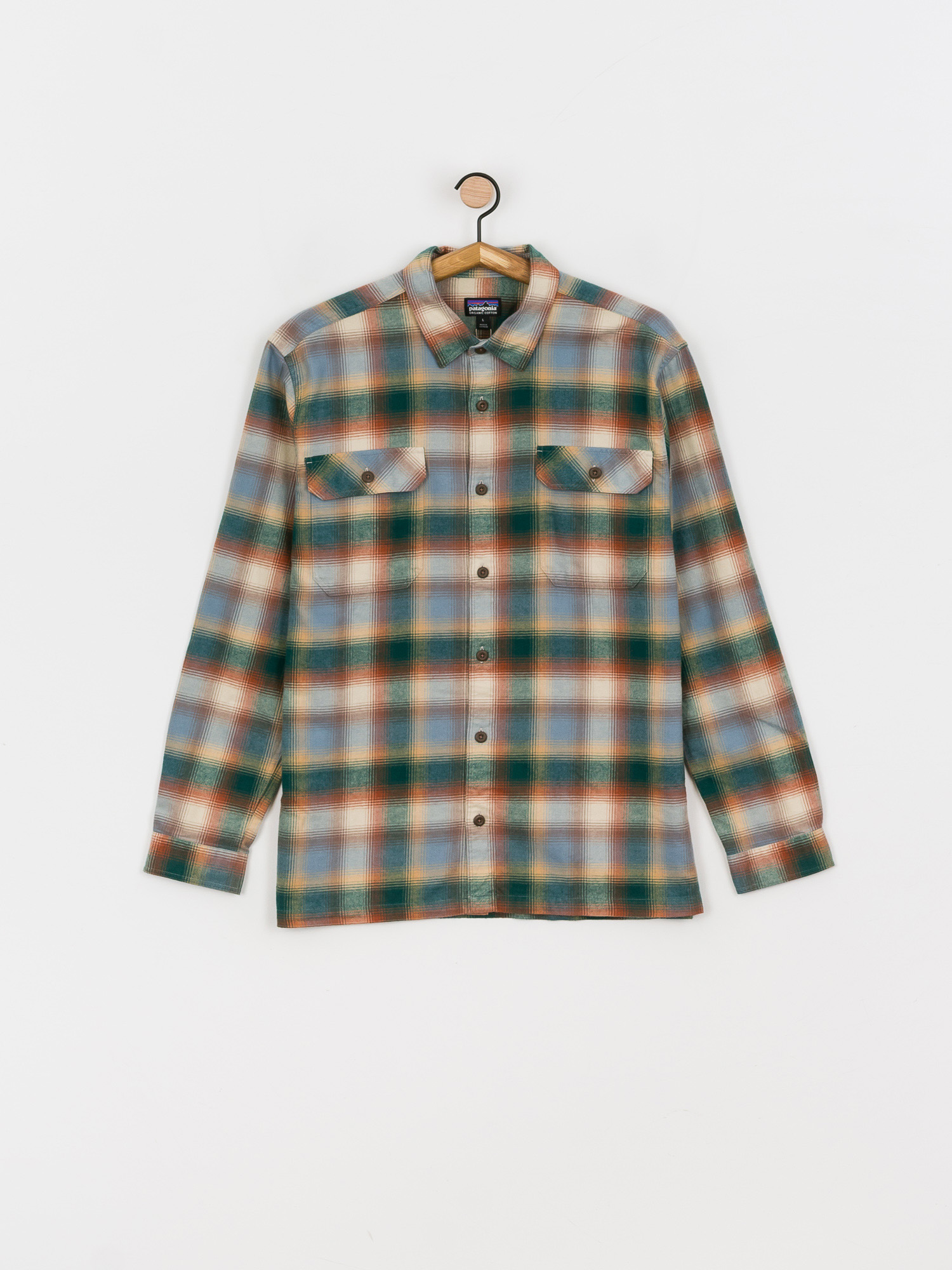 Patagonia Organic Cotton Fjord Flannel Shirt (northern lights plaid/dark borealis green)