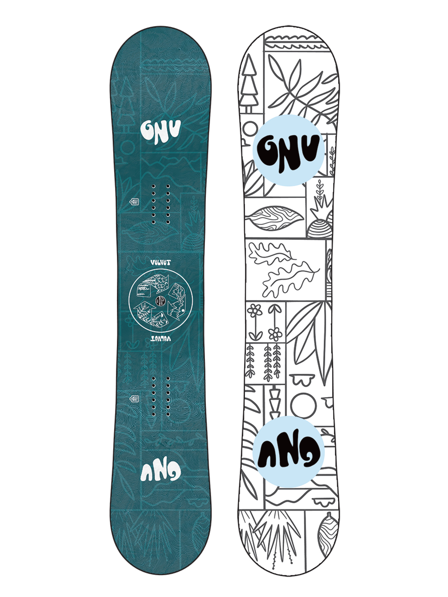Womens Gnu Velvet Snowboard (white/light blue/black)