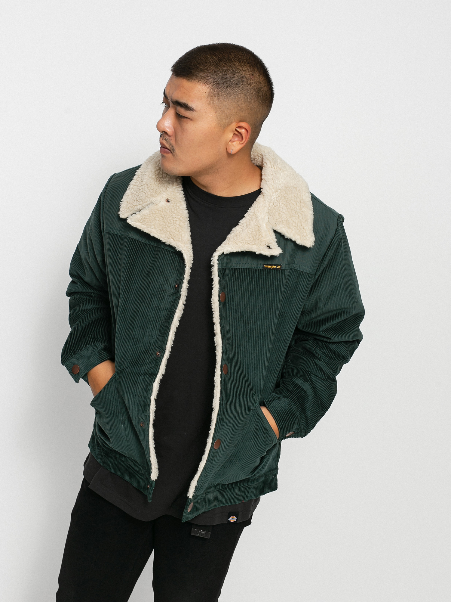 Billabong X Wrangler Range Cord Sherpa Jacket (bottle green)