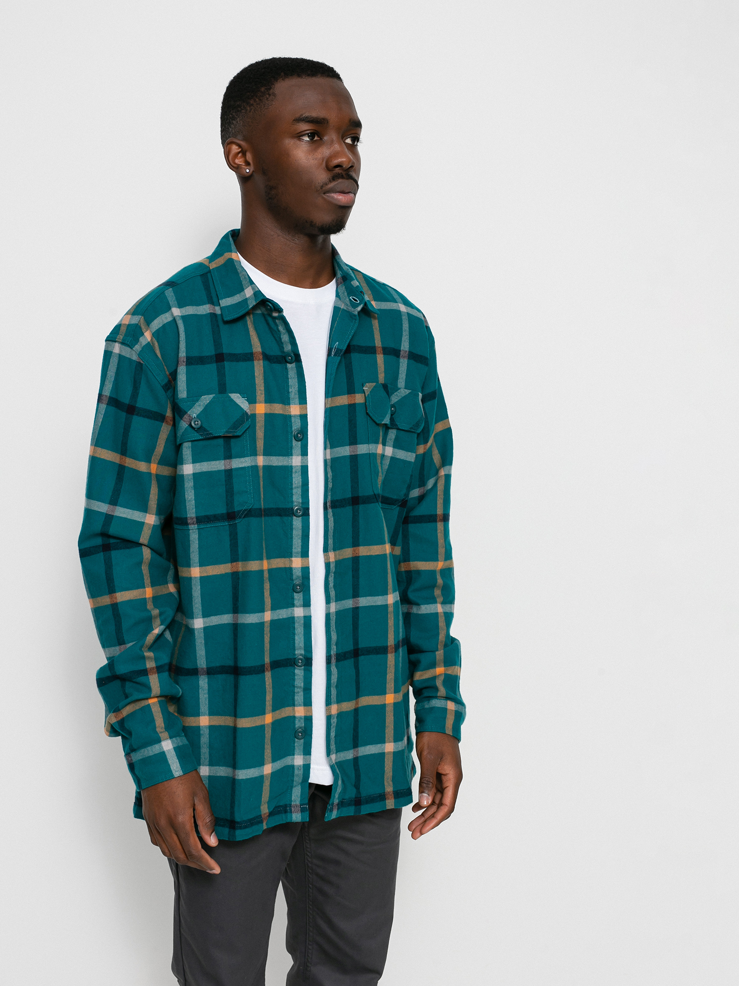 Patagonia Organic Cotton Fjord Flannel Shirt (brisk/dark borealis green)