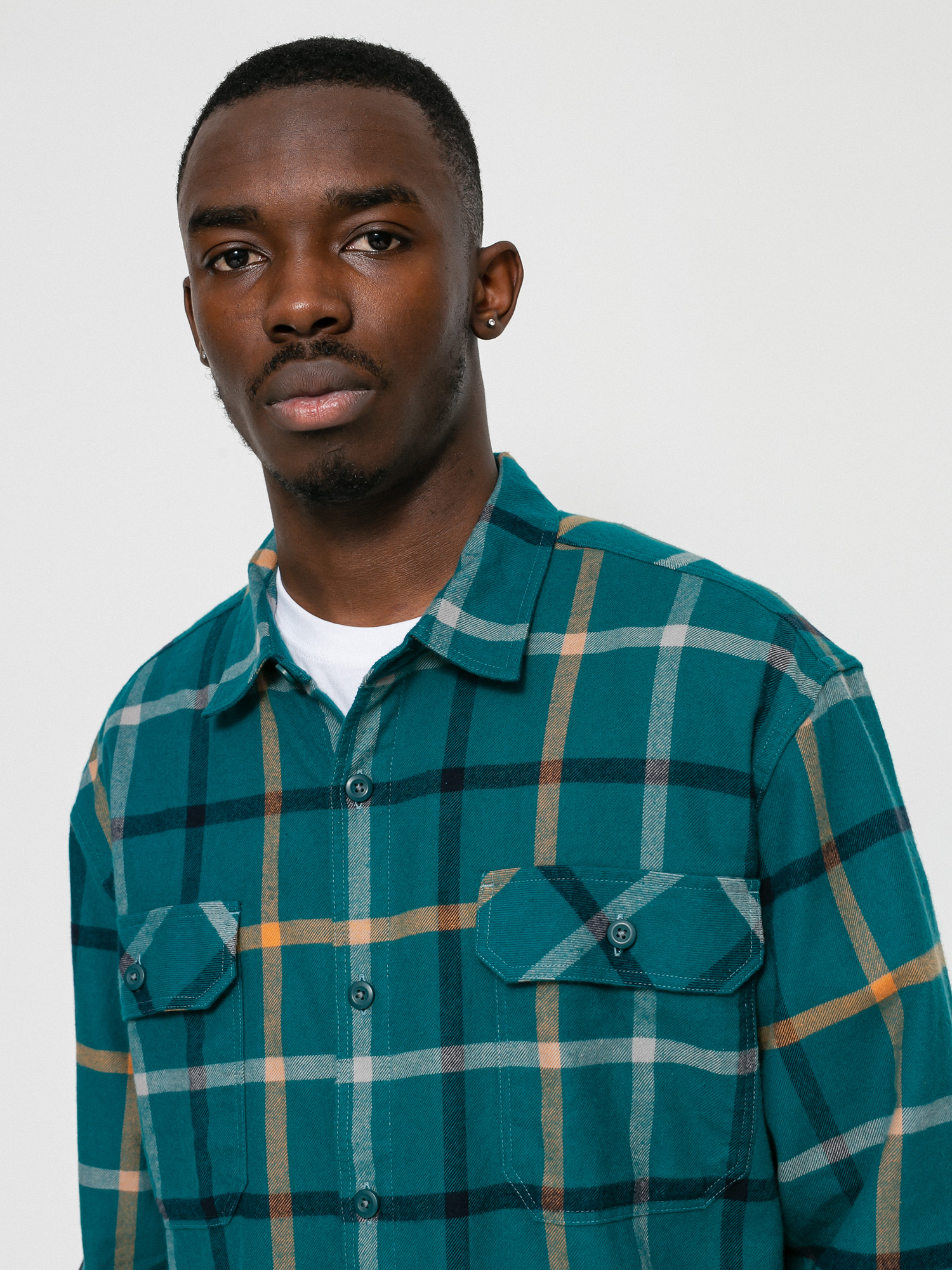 Patagonia Organic Cotton Fjord Flannel Shirt (brisk/dark borealis green)