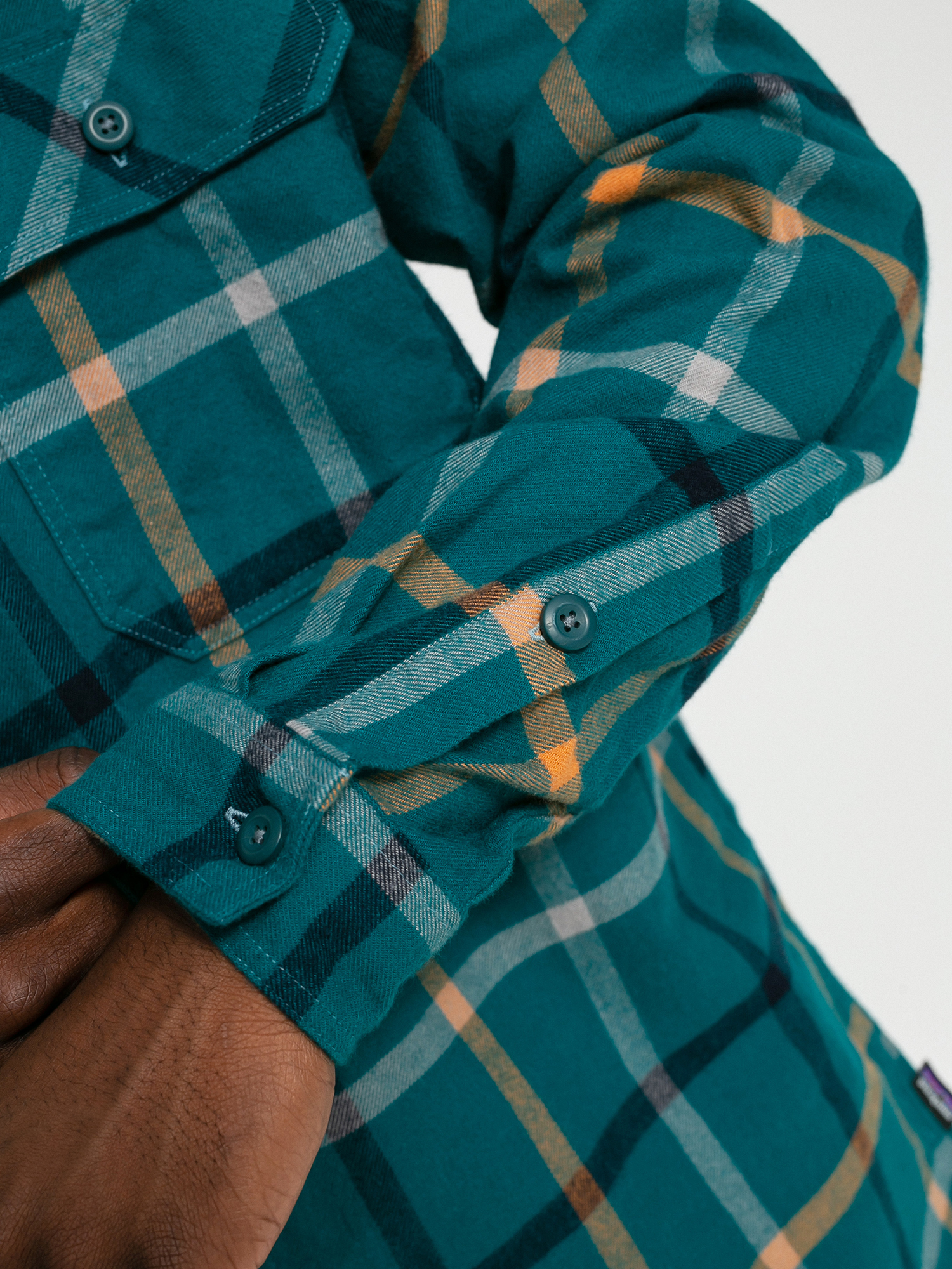 Patagonia Organic Cotton Fjord Flannel Shirt (brisk/dark borealis green)