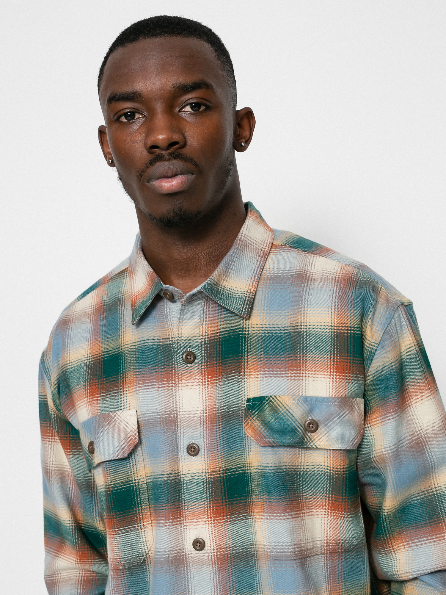 Patagonia Organic Cotton Fjord Flannel Shirt (northern lights plaid/dark borealis green)