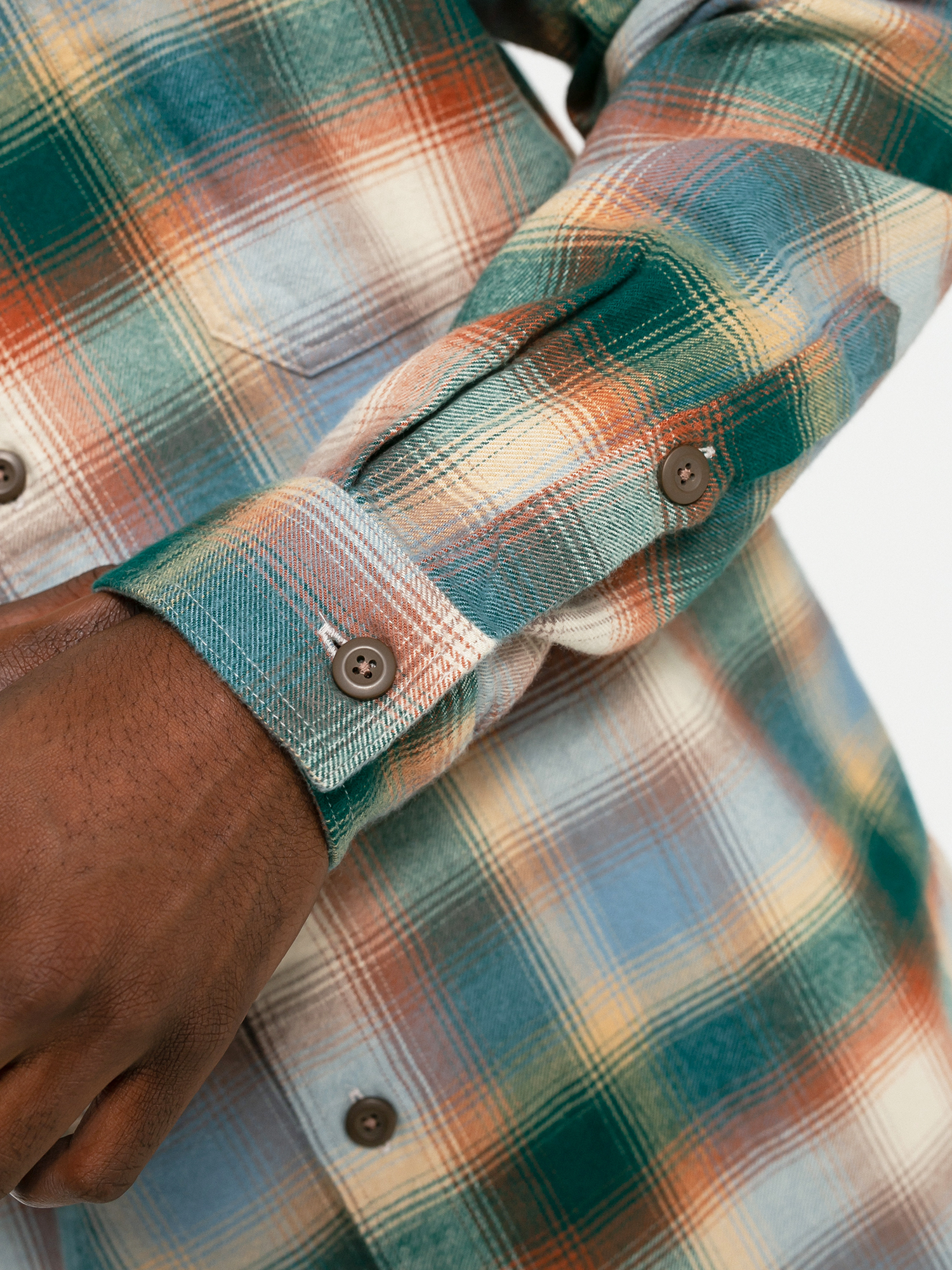 Patagonia Organic Cotton Fjord Flannel Shirt (northern lights plaid/dark borealis green)