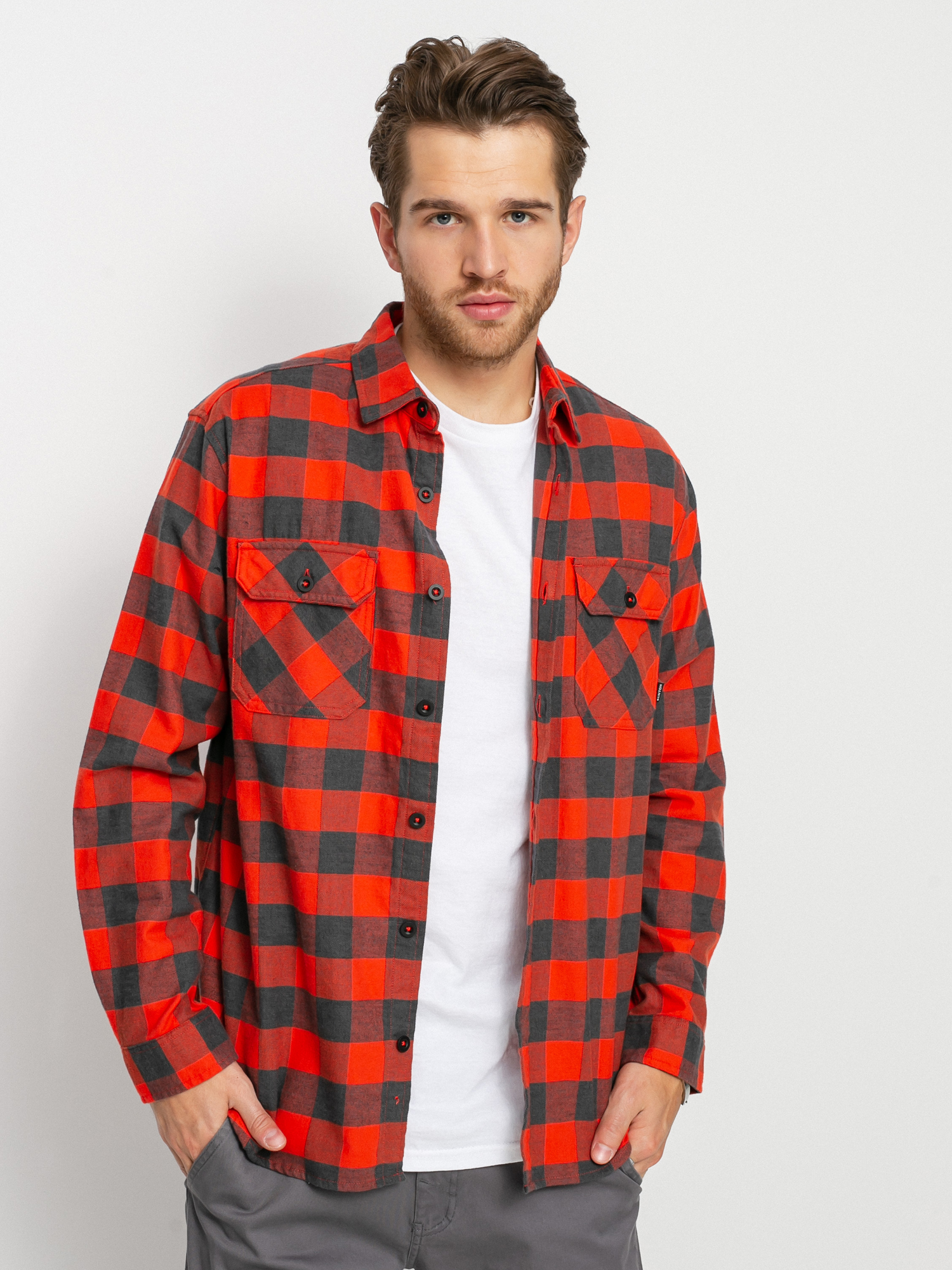 Burton Brighton Flannel Shirt (fiesta red heather buffalo plaid)