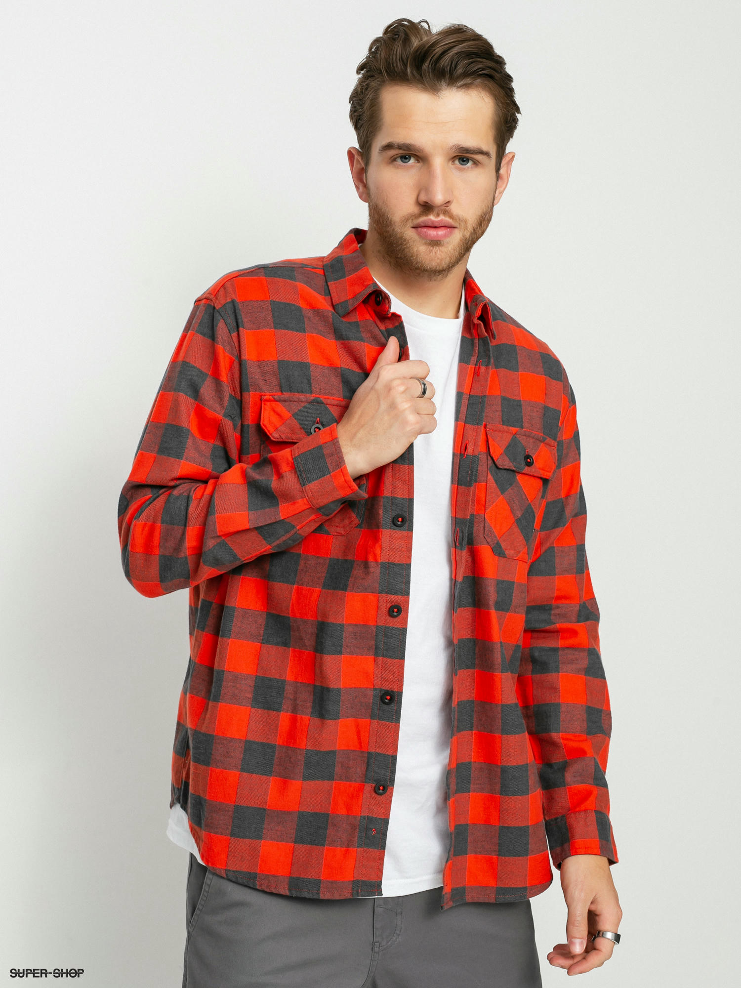 Burton Brighton Flannel Shirt fiesta red heather buffalo plaid