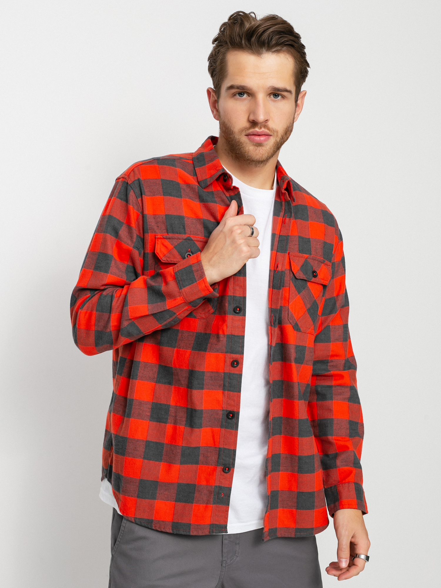 Burton Brighton Flannel Shirt (fiesta red heather buffalo plaid)