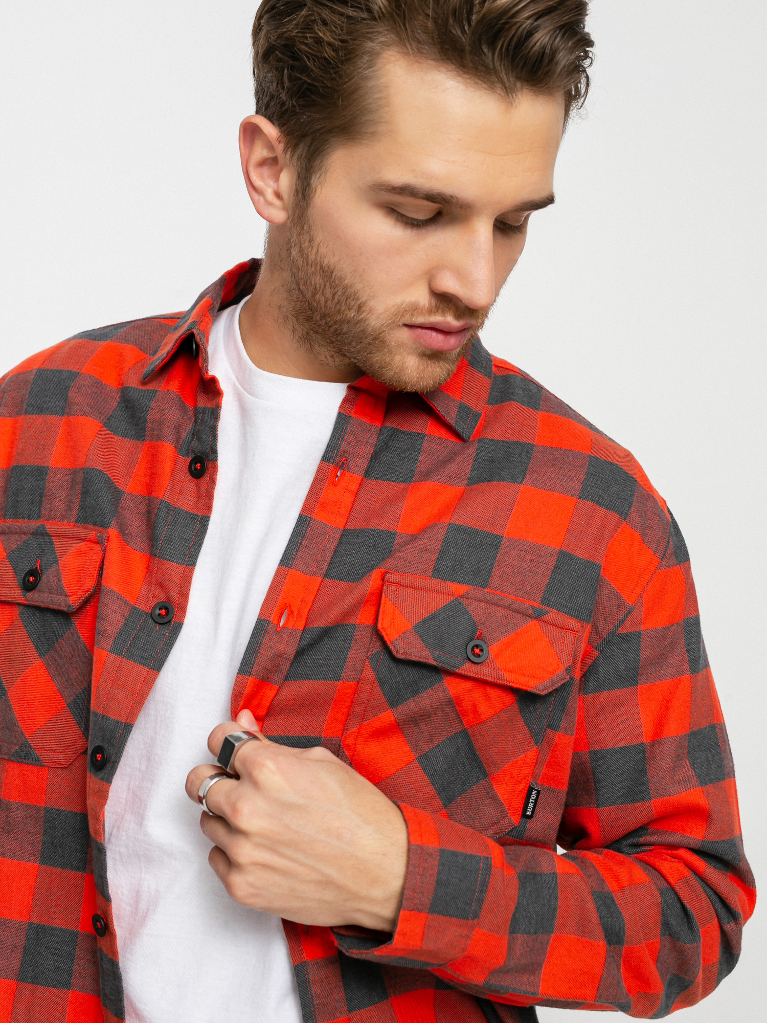 Burton Brighton Flannel Shirt (fiesta red heather buffalo plaid)