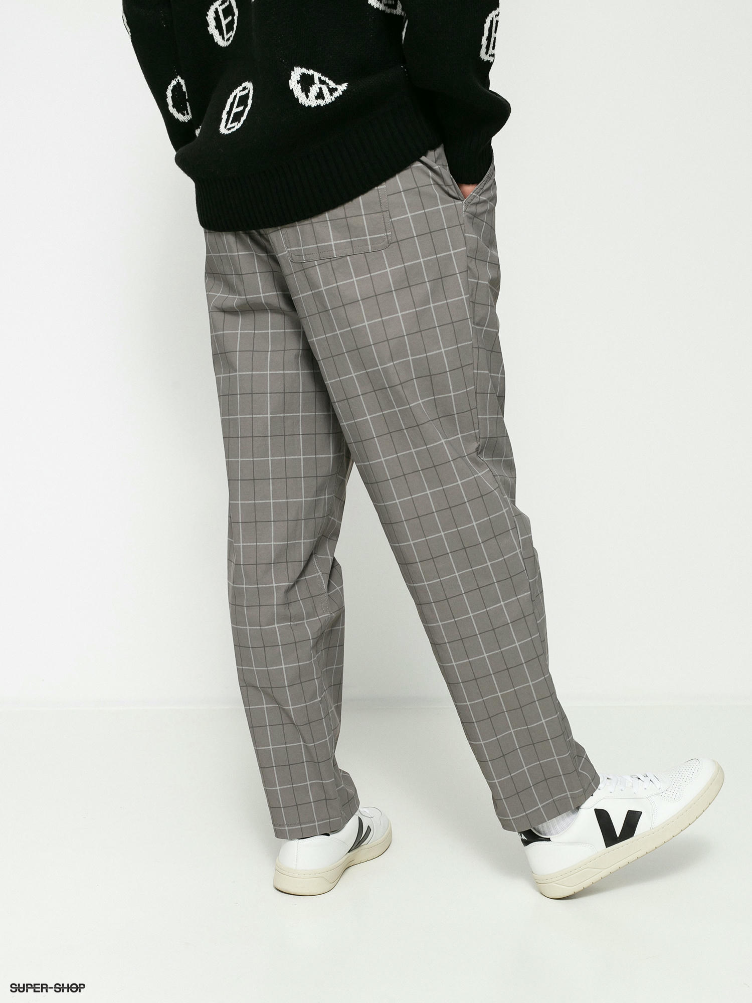 grey plaid chino pants