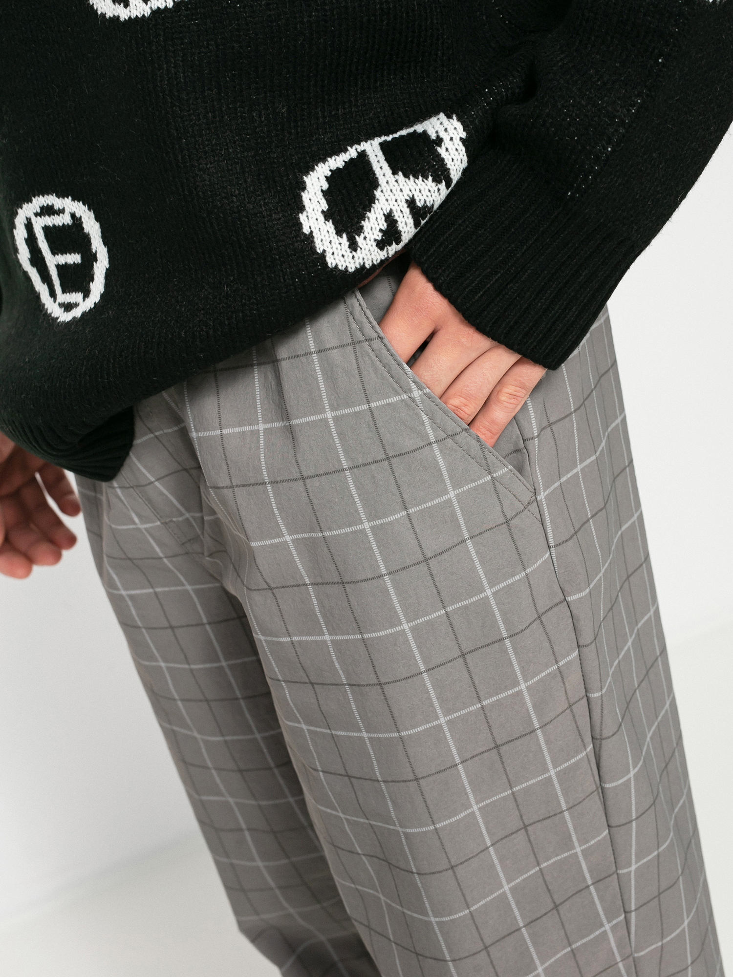 Brixton Steady Cinch Taper Pants (grey plaid)