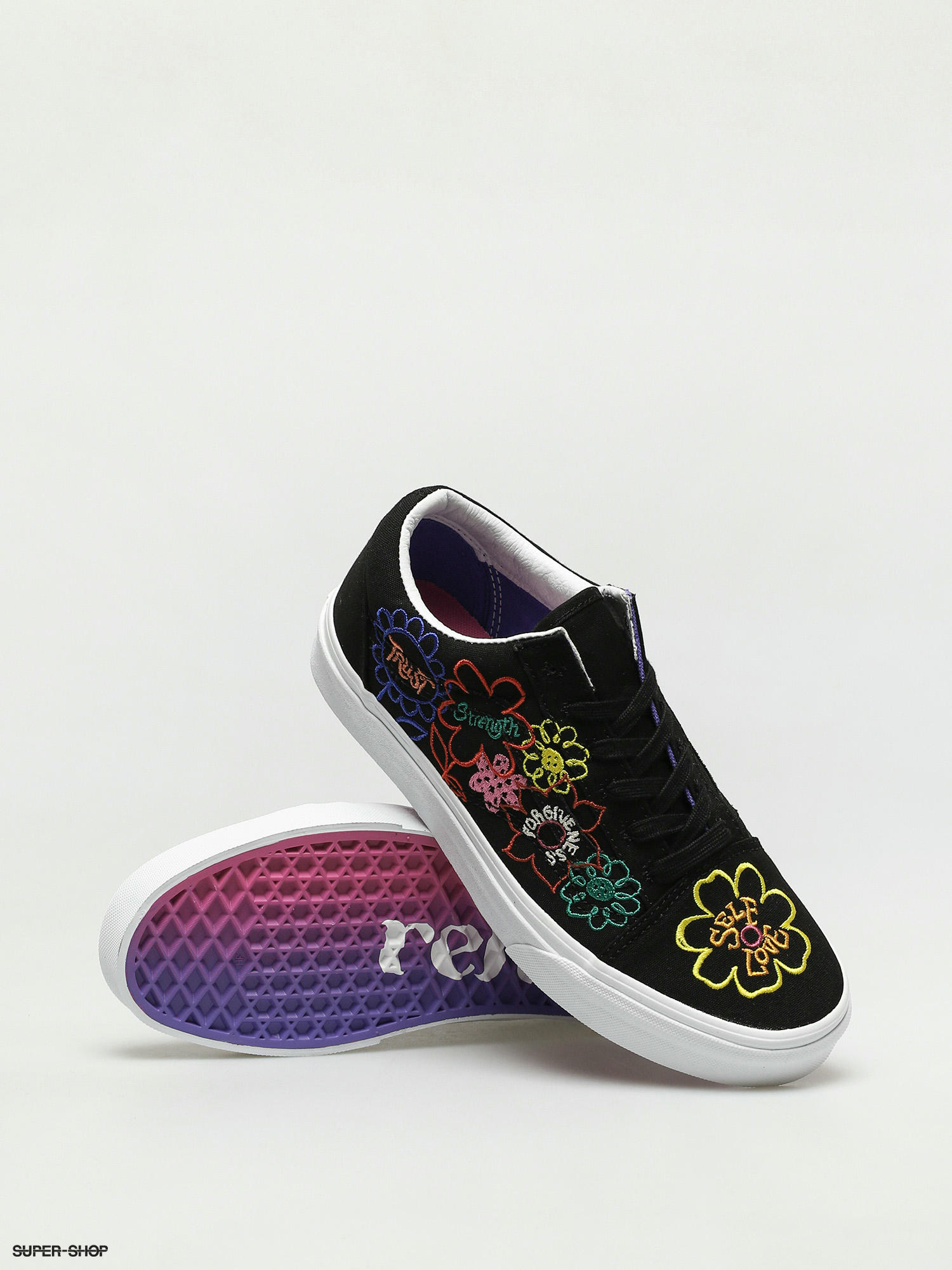 Vans old skool garden floral black true on sale white