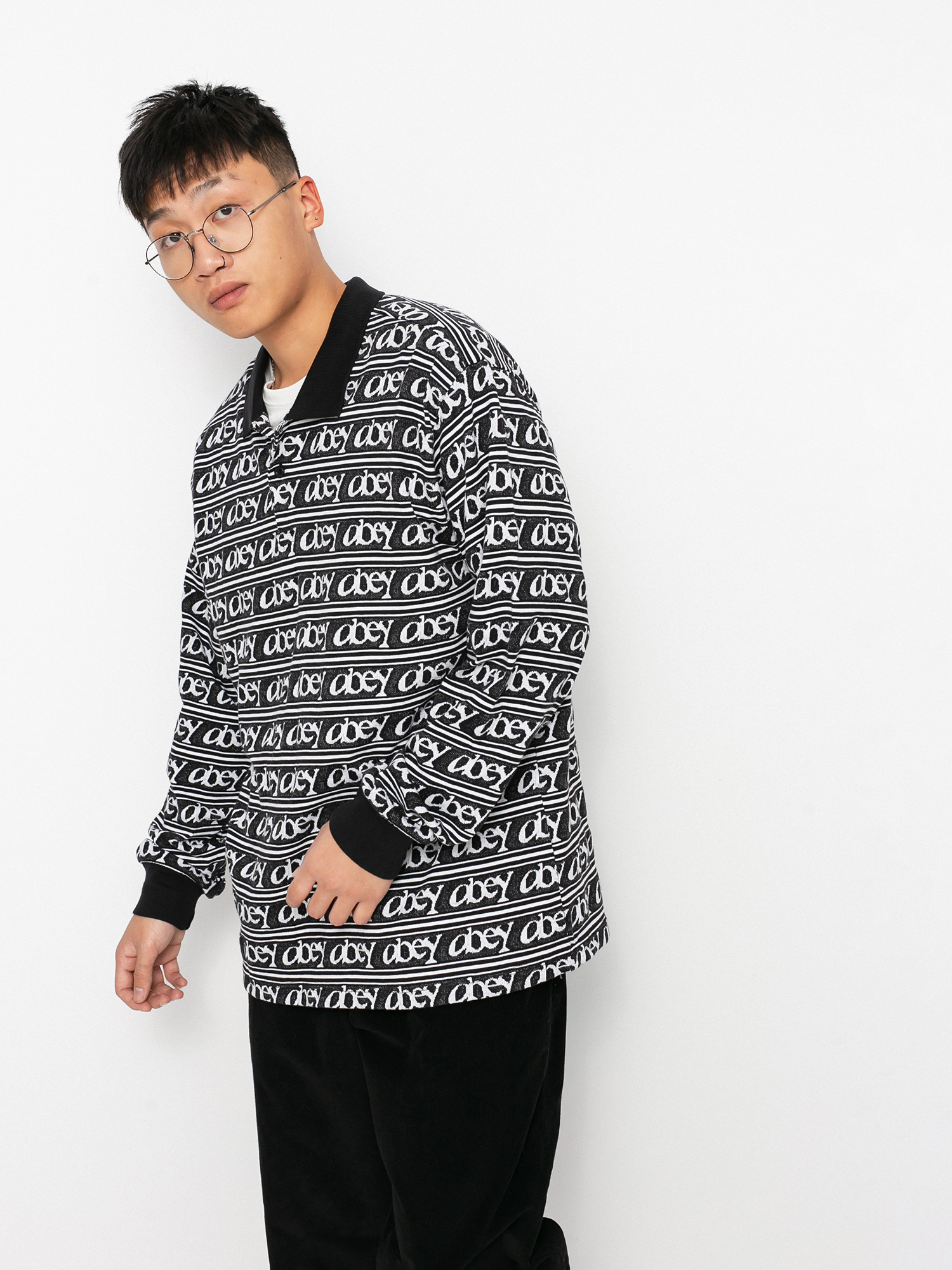 OBEY Wergner Jacquard Polo t-shirt (black multi)