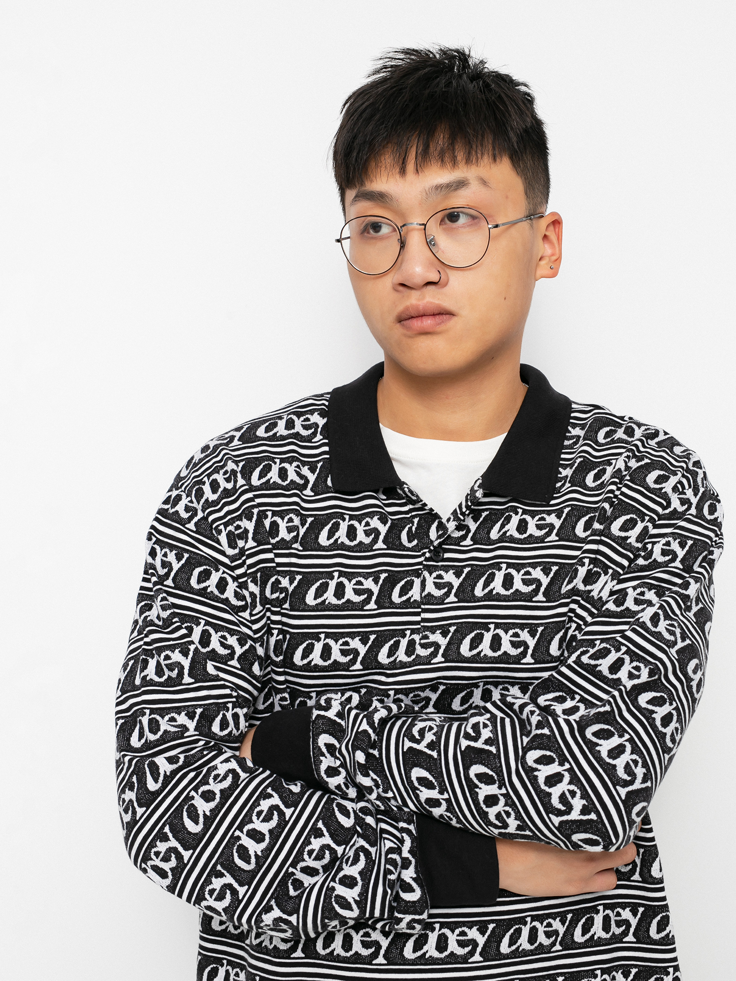 OBEY Wergner Jacquard Polo t-shirt (black multi)