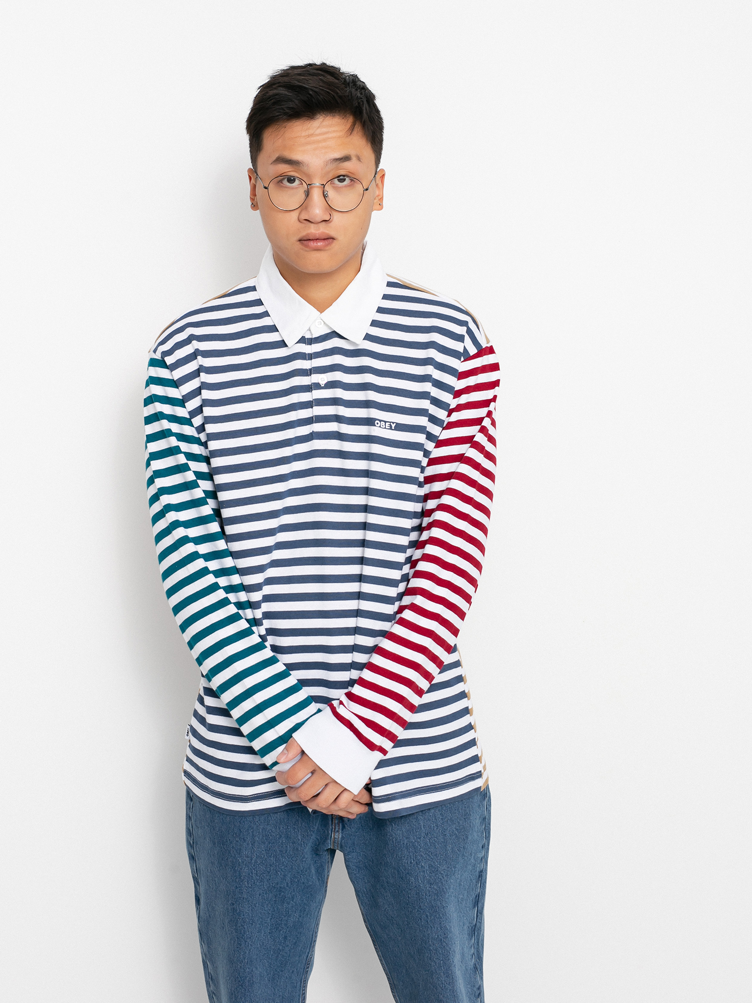 OBEY Marcel Striped Polo t-shirt (dark 