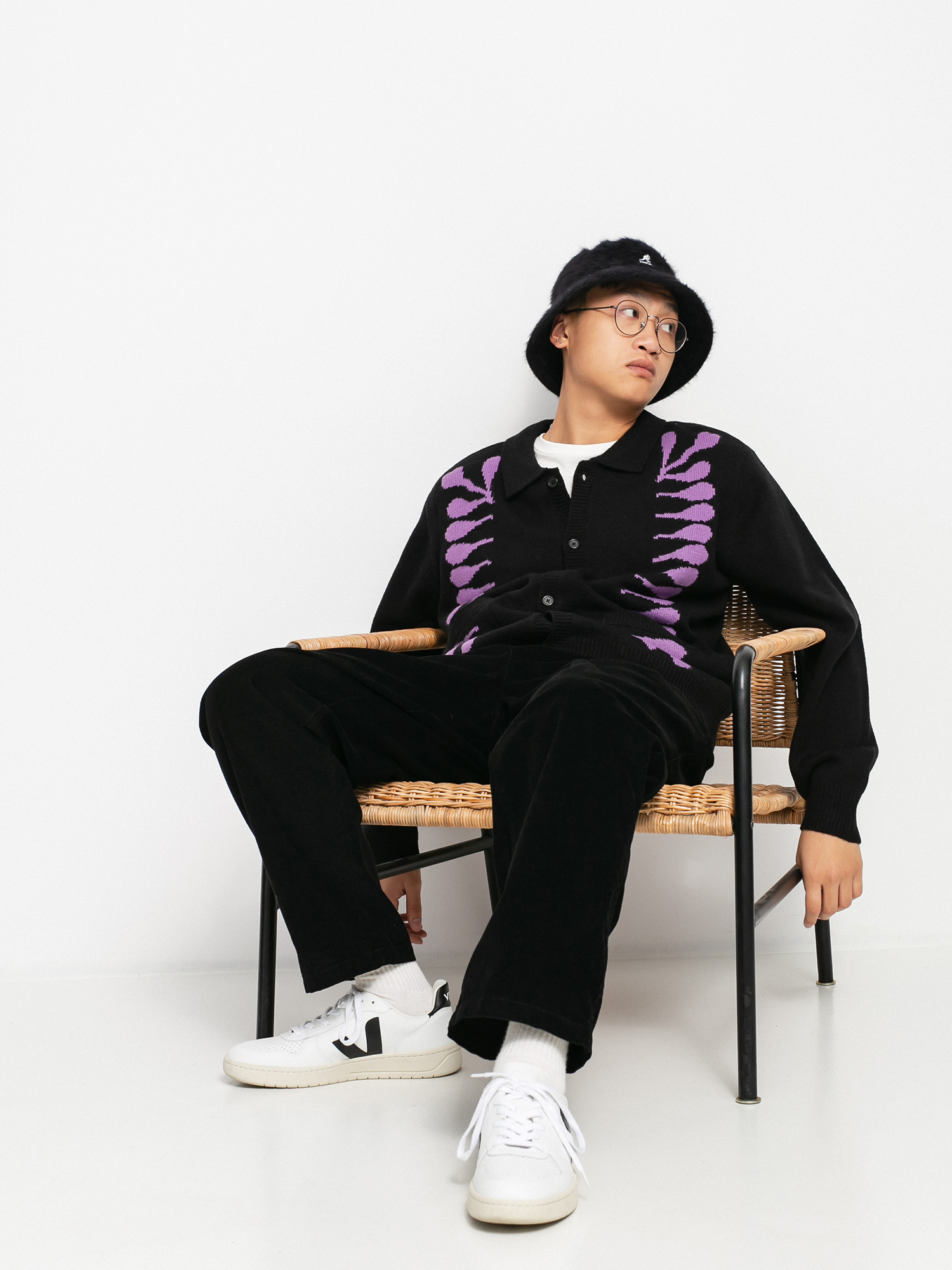 OBEY Souvenirs Cardigan Sweater (black multi)