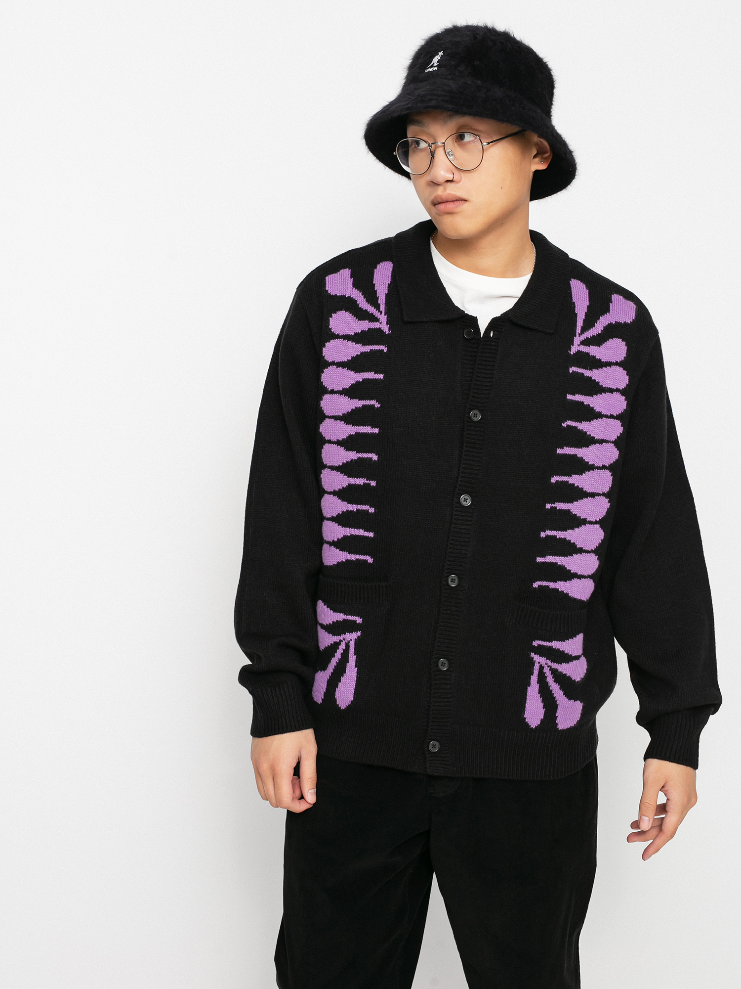 OBEY Souvenirs Cardigan Sweater (black multi)