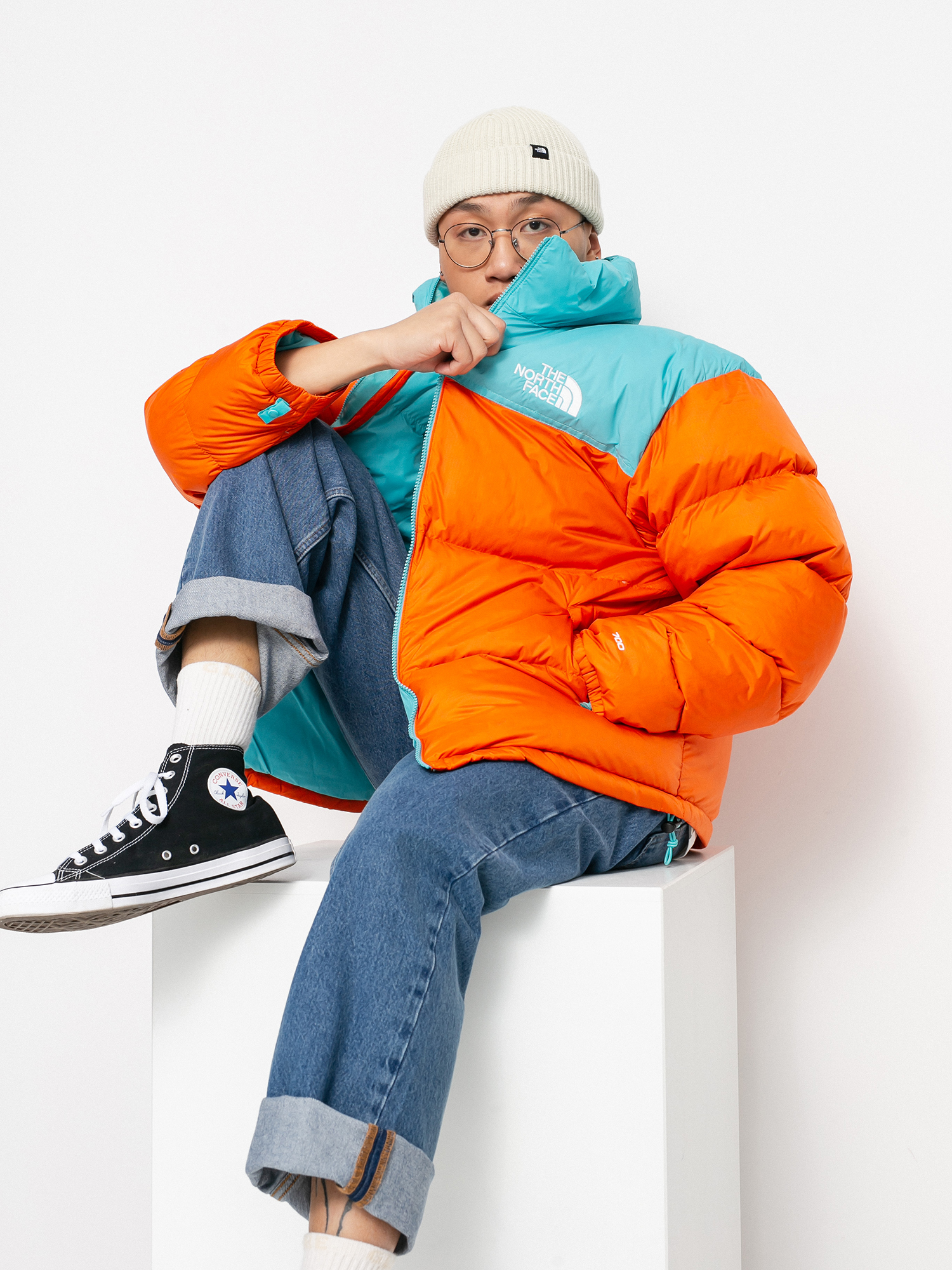 The North Face 1996 Retro Nuptse Jacke (red orange/transantarctic blue)