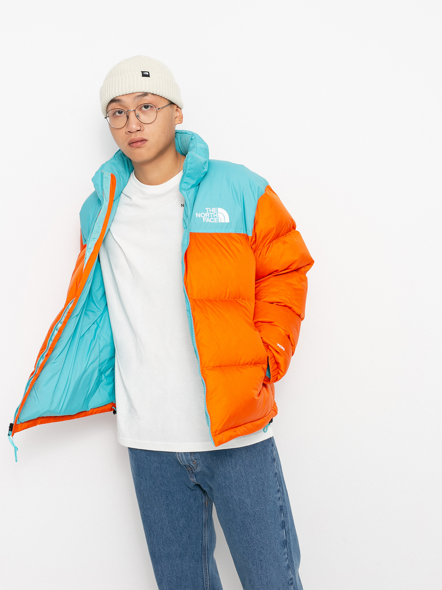 The North Face 1996 Retro Nuptse Jacke (red orange/transantarctic blue)