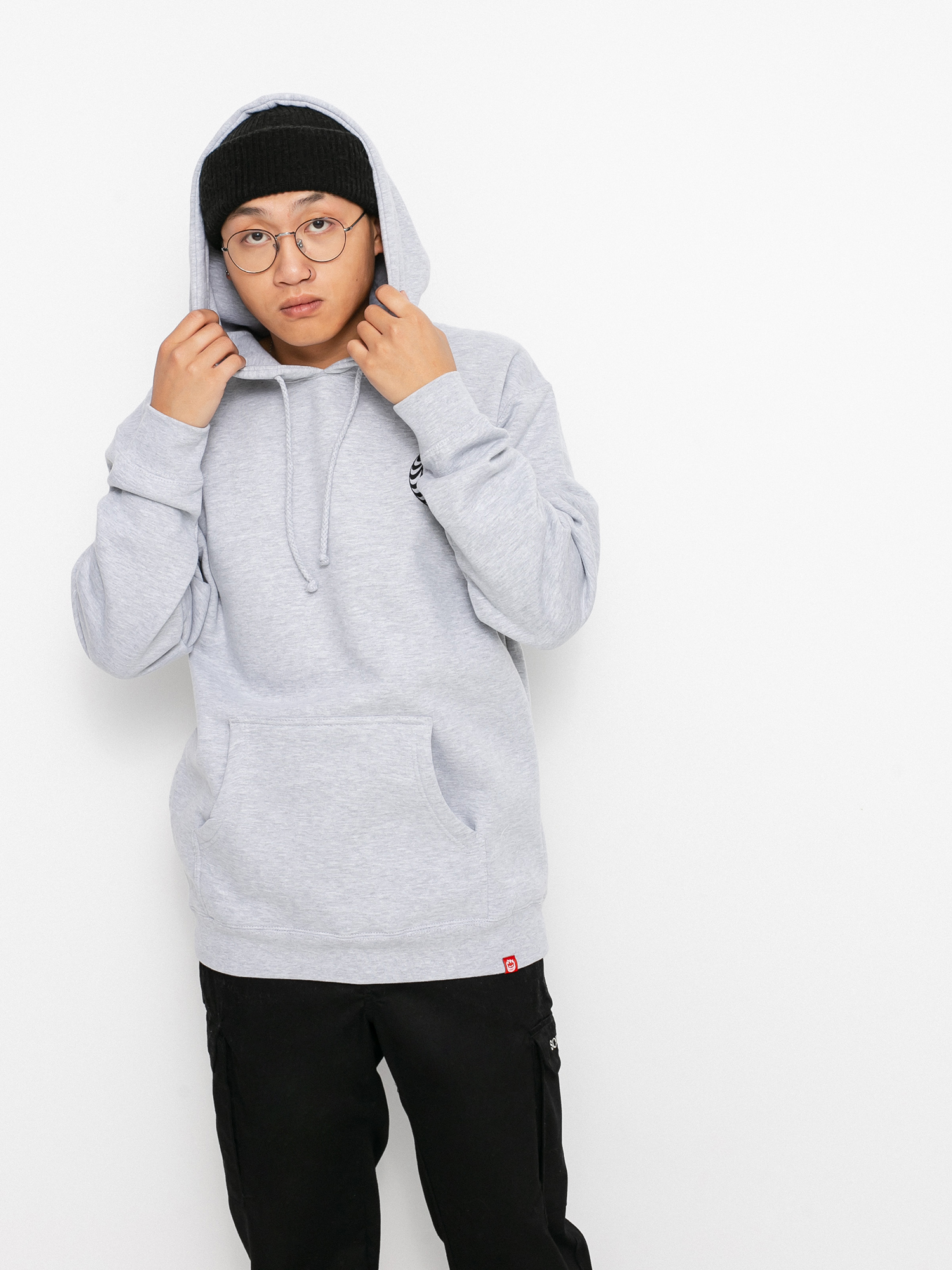 Spitfire Skewed Classic HD Hoodie (grey heather w/black prints)