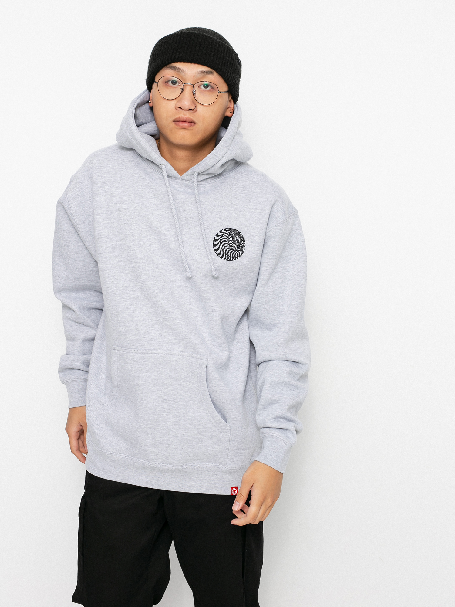 Spitfire Skewed Classic HD Hoodie (grey heather w/black prints)