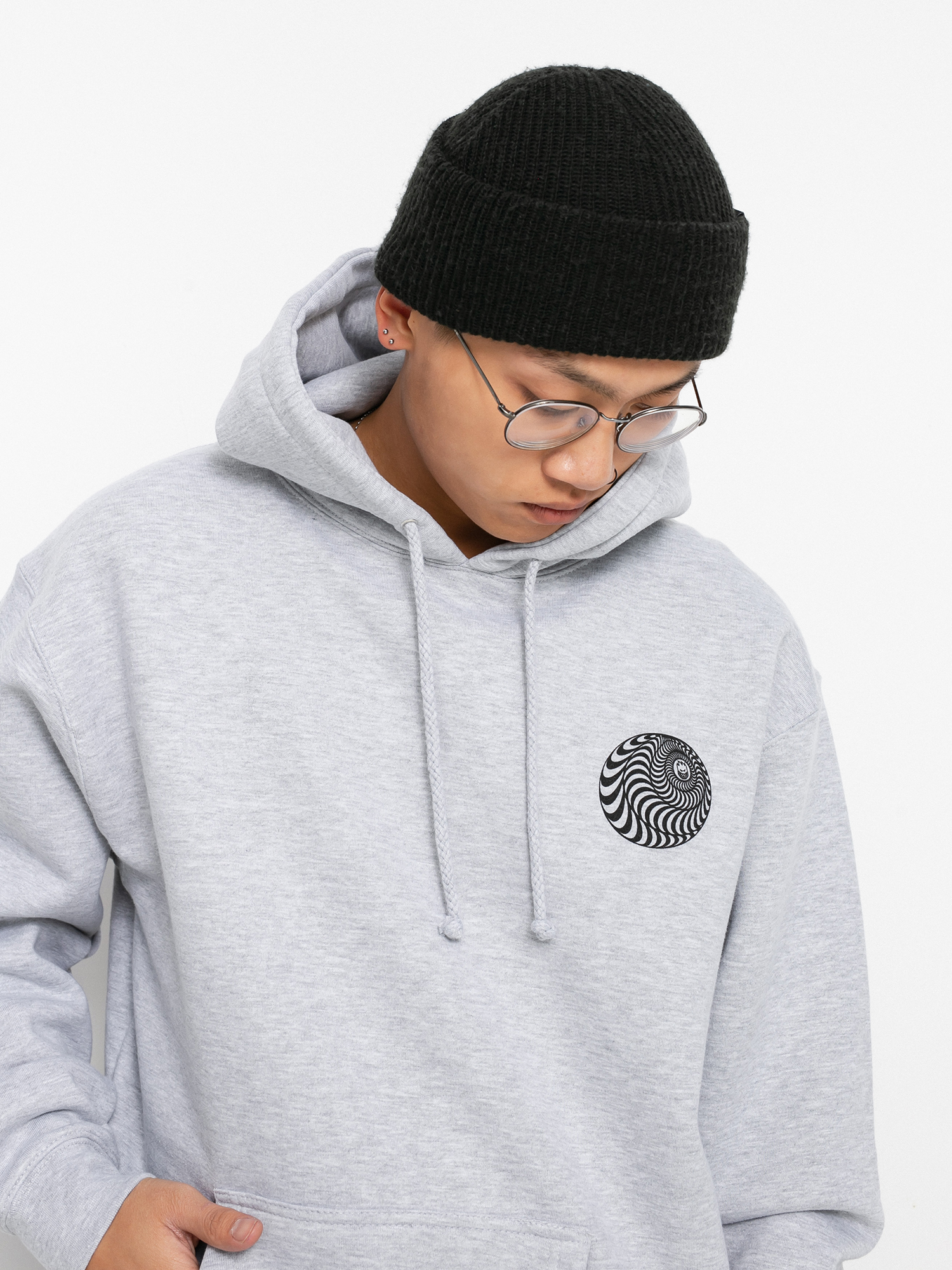 Spitfire Skewed Classic HD Hoodie (grey heather w/black prints)