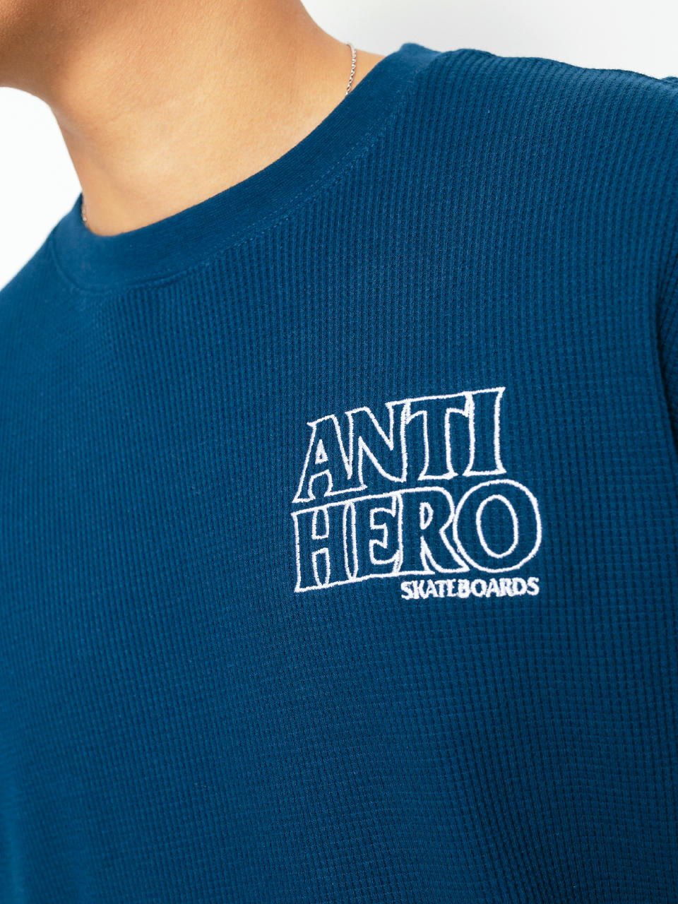 Antihero Lil Black Hero Outline Sweatshirt (navy w/white embroidery)