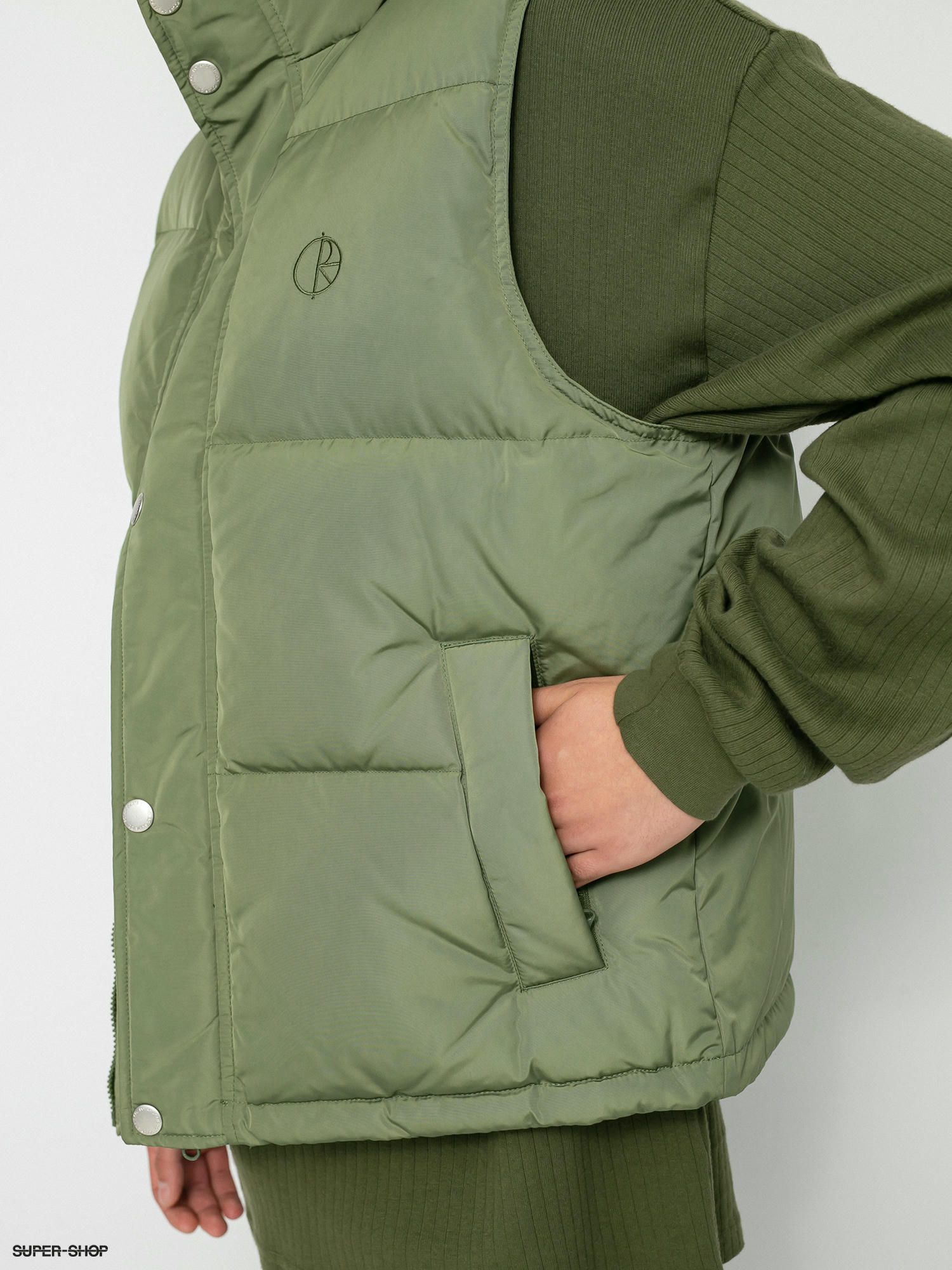 olive puffer vest