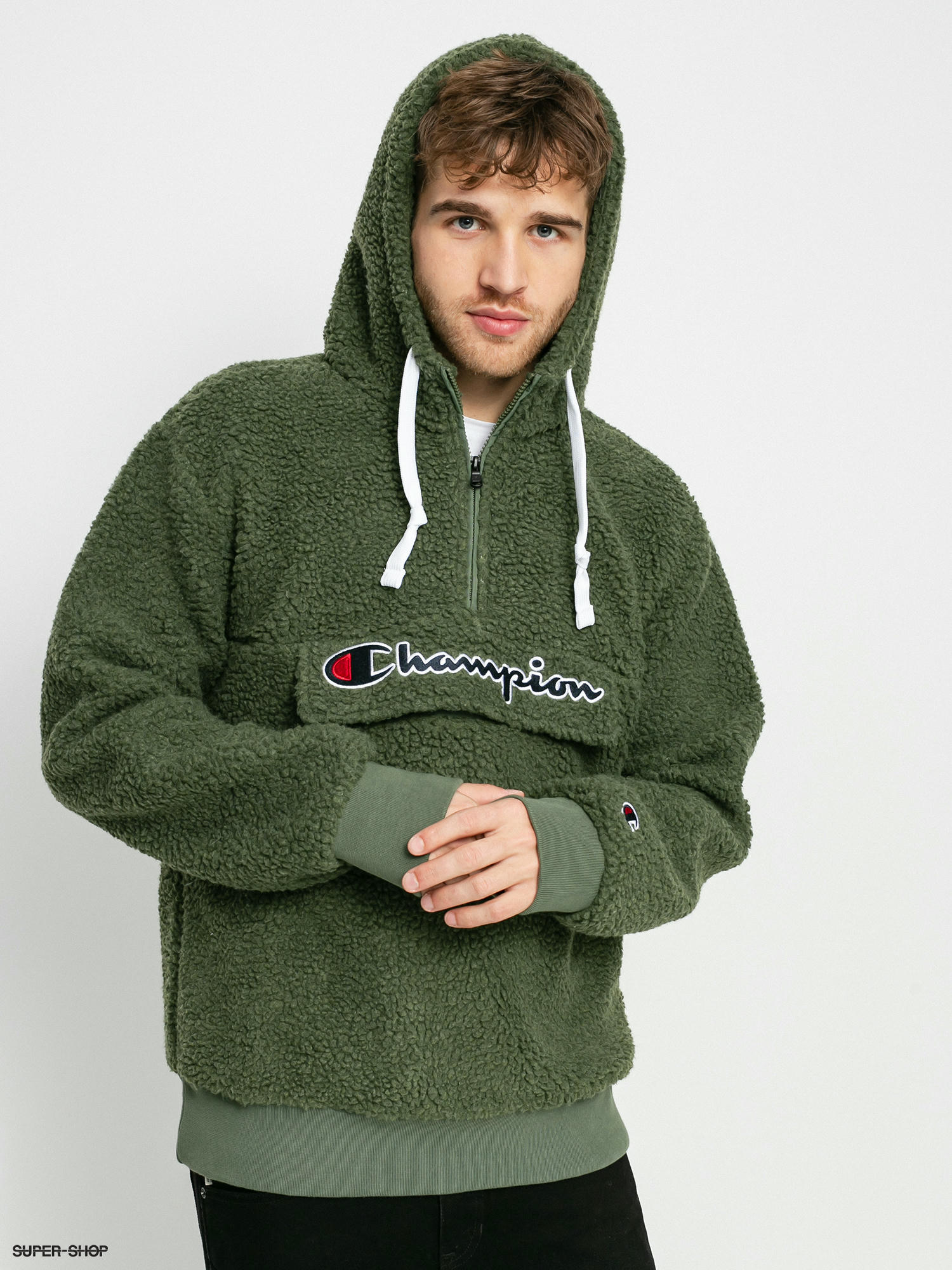 champion hooded half zip