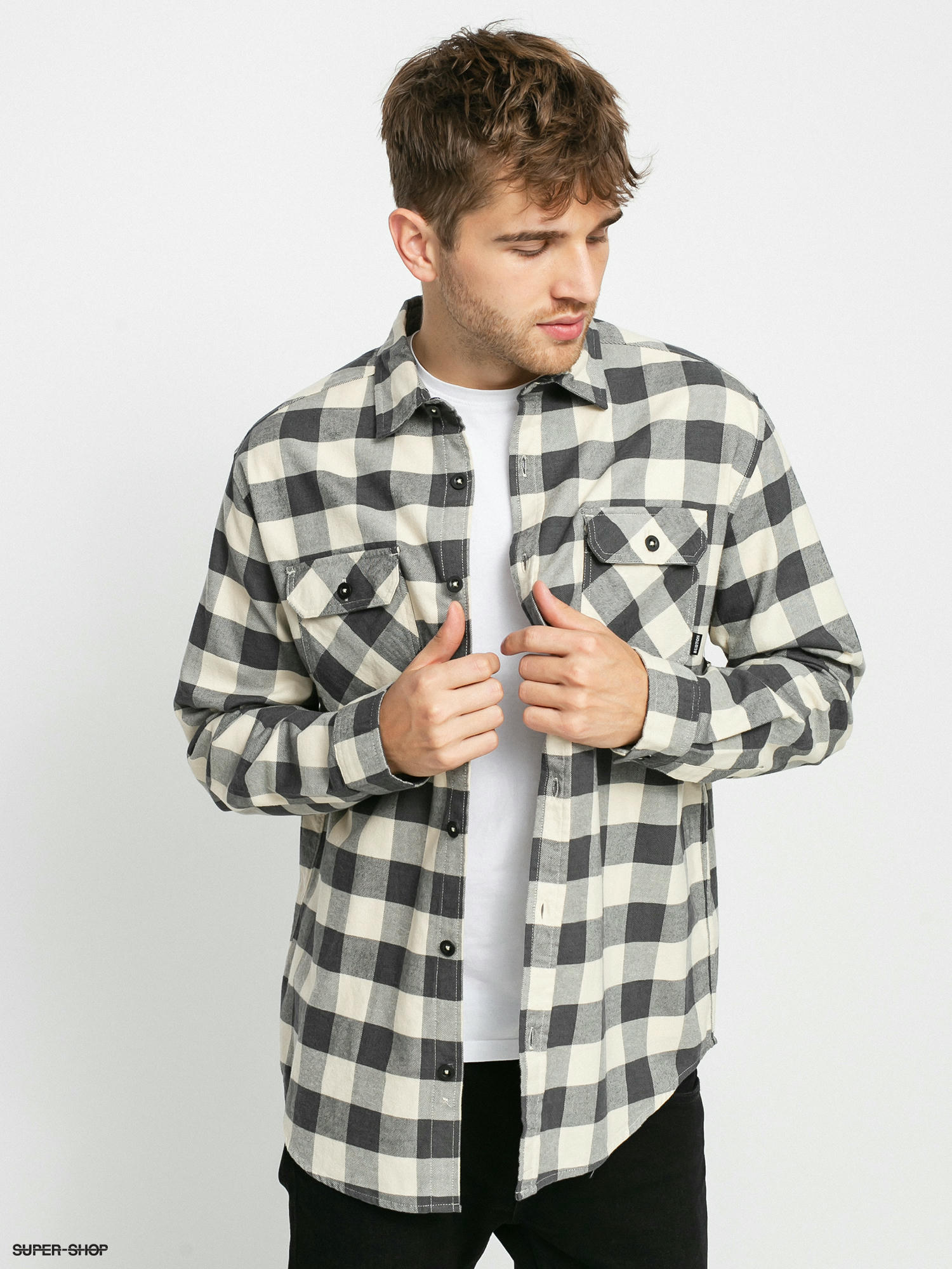 Burton Brighton Flannel Shirt creme brulee heather buffalo plaid