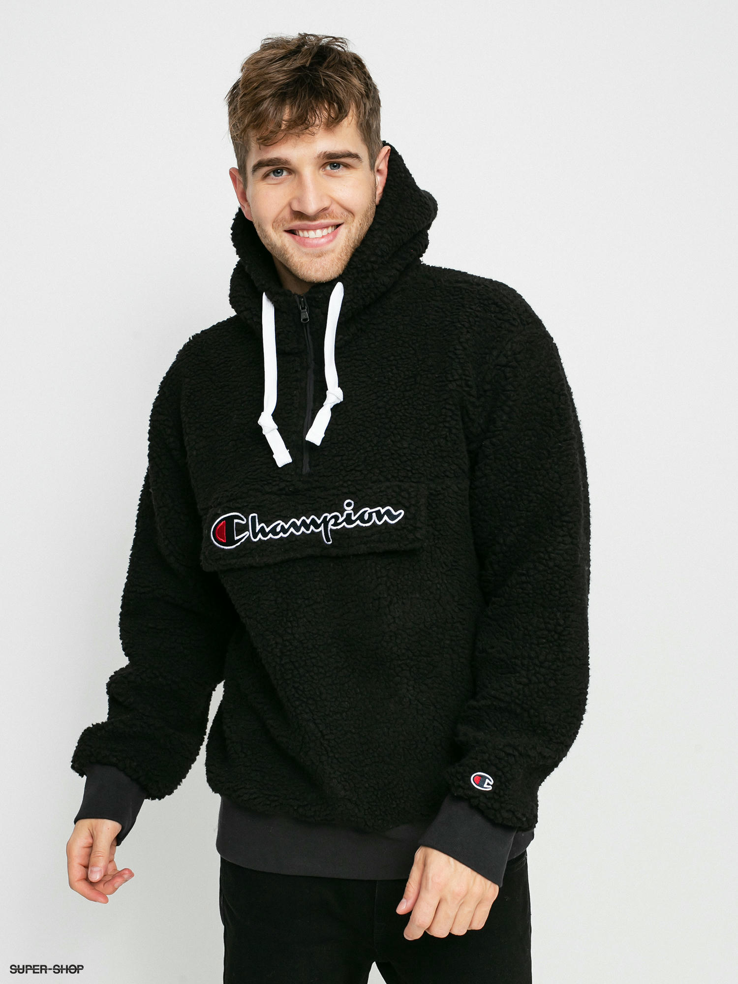 champion hooded half zip top