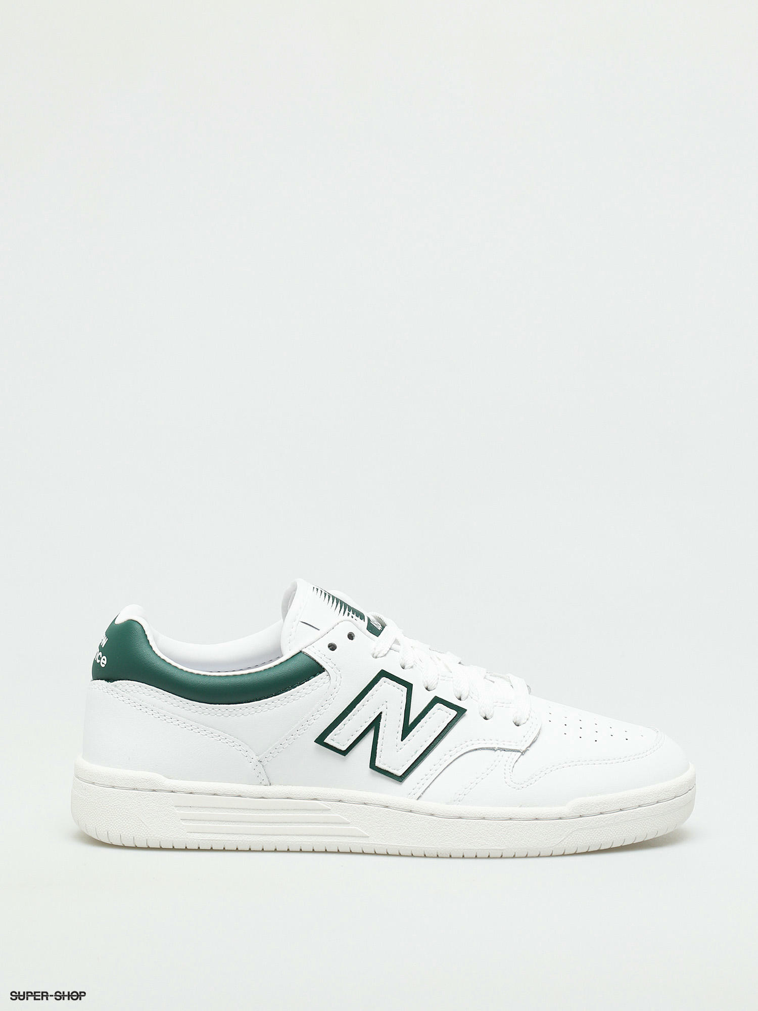 new balance 480 court sneakers in white and green